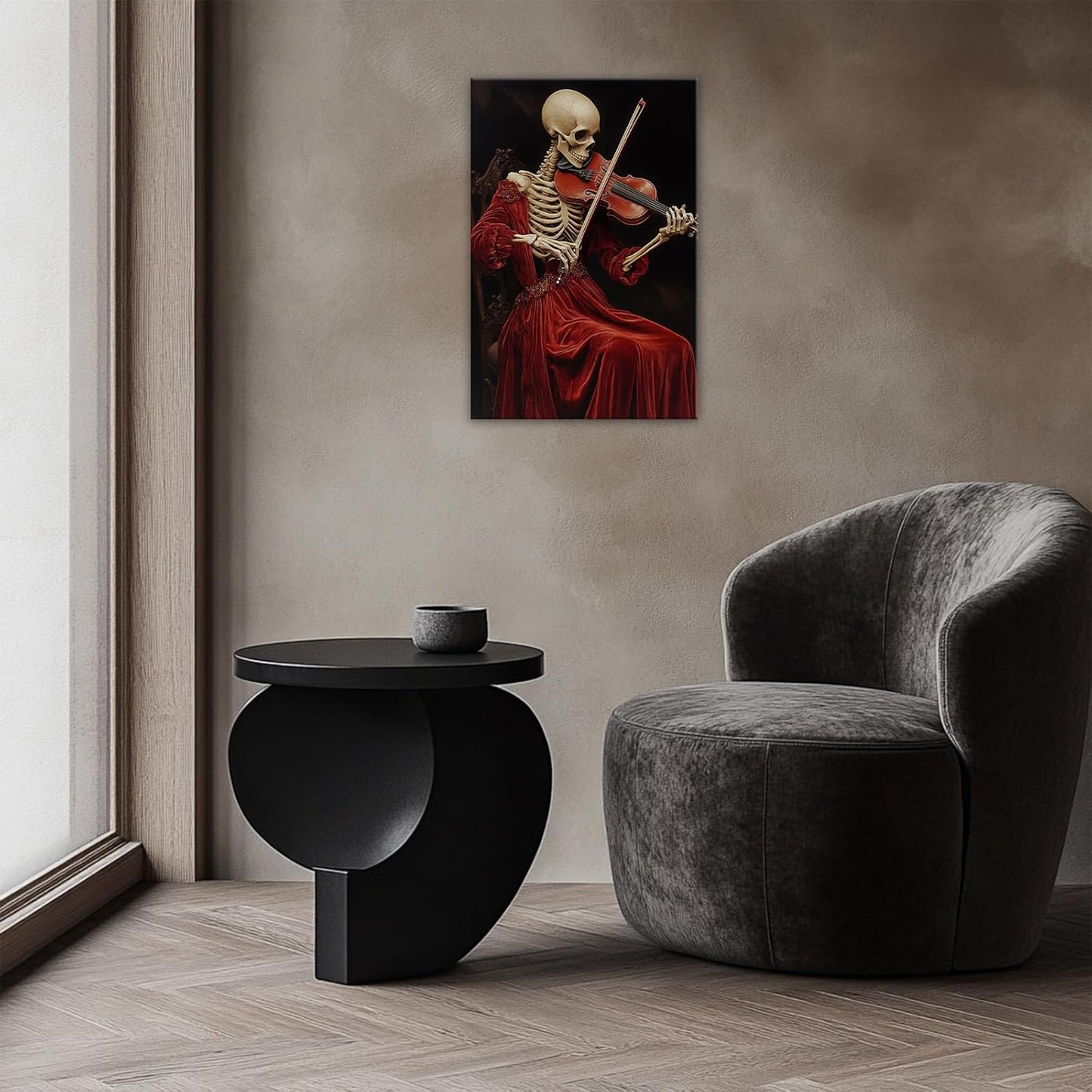 OAAPITI Gothic Skull Violinist Wall Art Macabre Musician Canvas Print Edgy Dark Art Vintage Halloween Decoration for Living Room Bedroom Home Wall Decor(Artwork-9,12"x18")