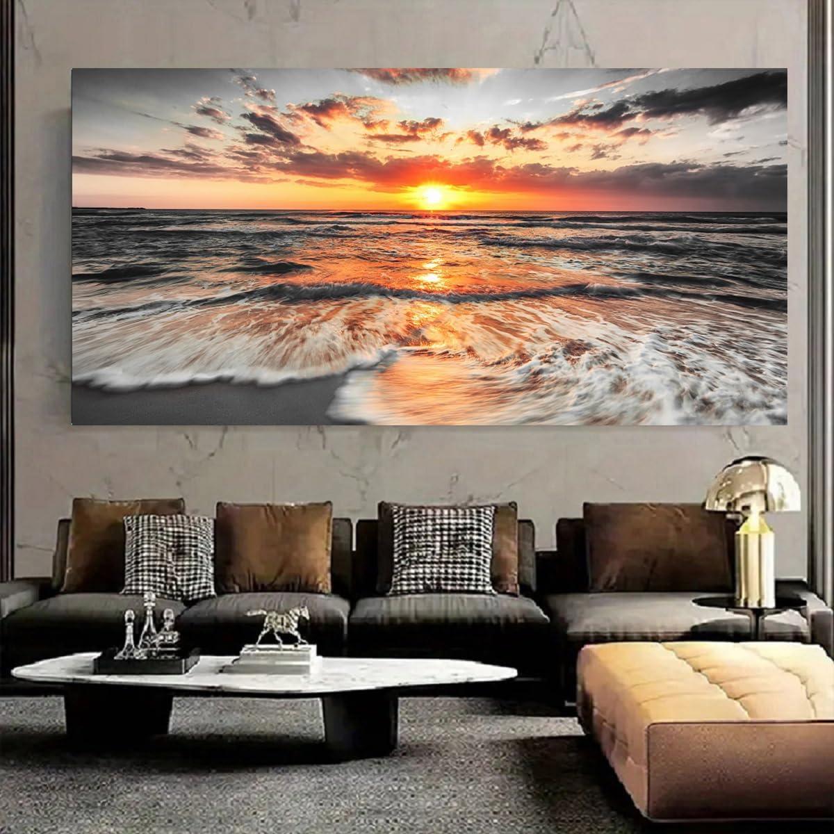 Yxbhhym-Bedroom Wall Art Beach Wall Art Black and White Sunset Canvas Prints Art Seascape Prints Poster Ocean Room Decor Painting Large Pictures for Living Room Wall Decoration Office Décor