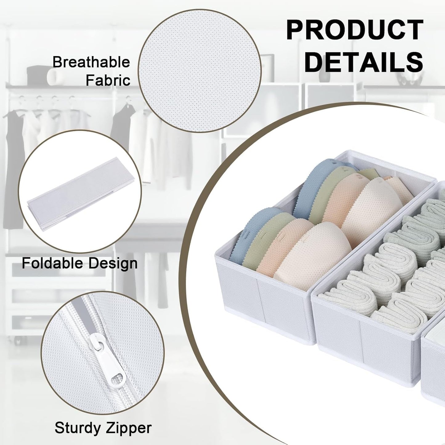 DIMJ Drawer Organizer Clothes 15 Pack - Foldable Baby Organizers and Storage & Dresser Organizer for Bedroom, Closet - Nursery Organization Dresser Dividers for underwear, Sock,Bra, Belt, Tie, White