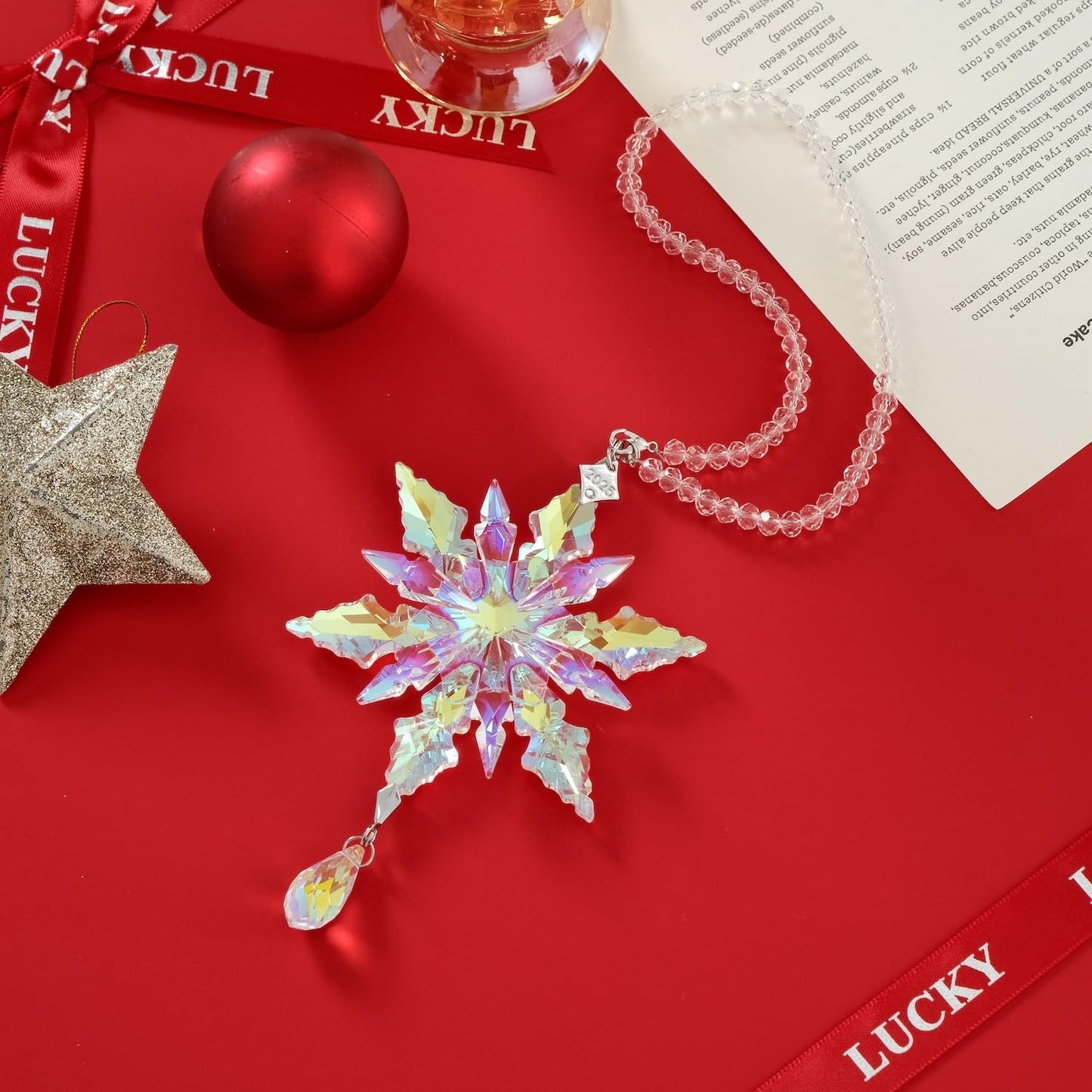 2025 Annual Christmas Ornaments Crystal Snowflake Star - Christmas Tree Ornaments Pendant Sun Catcher Home Hanging Decor (2025 Colored Crystal 3 Layers)