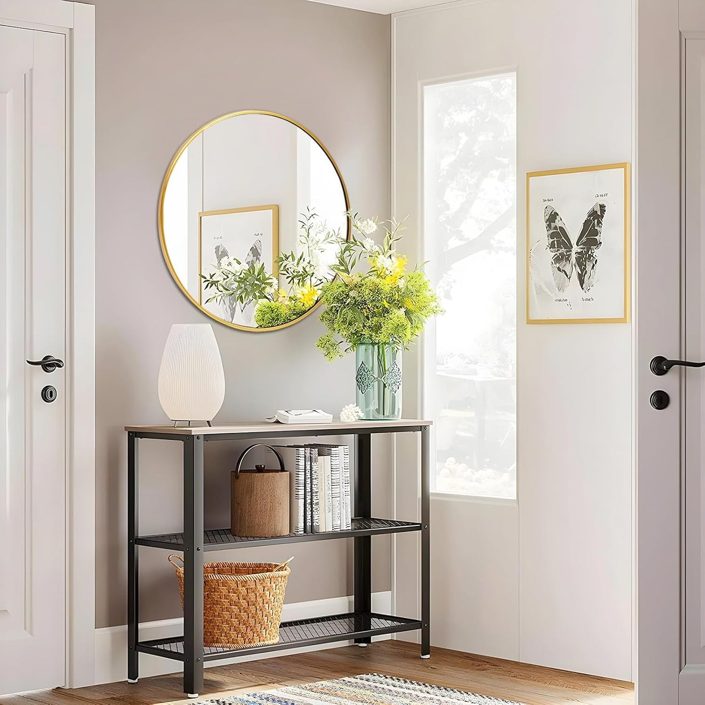 Fabuday Gold Circle Mirror for Bathroom - Small 18 Inch Round Mirror for Wall Decor with Golden Matte Frame, Living Room, Bedroom, Entryway Circular Mirrors