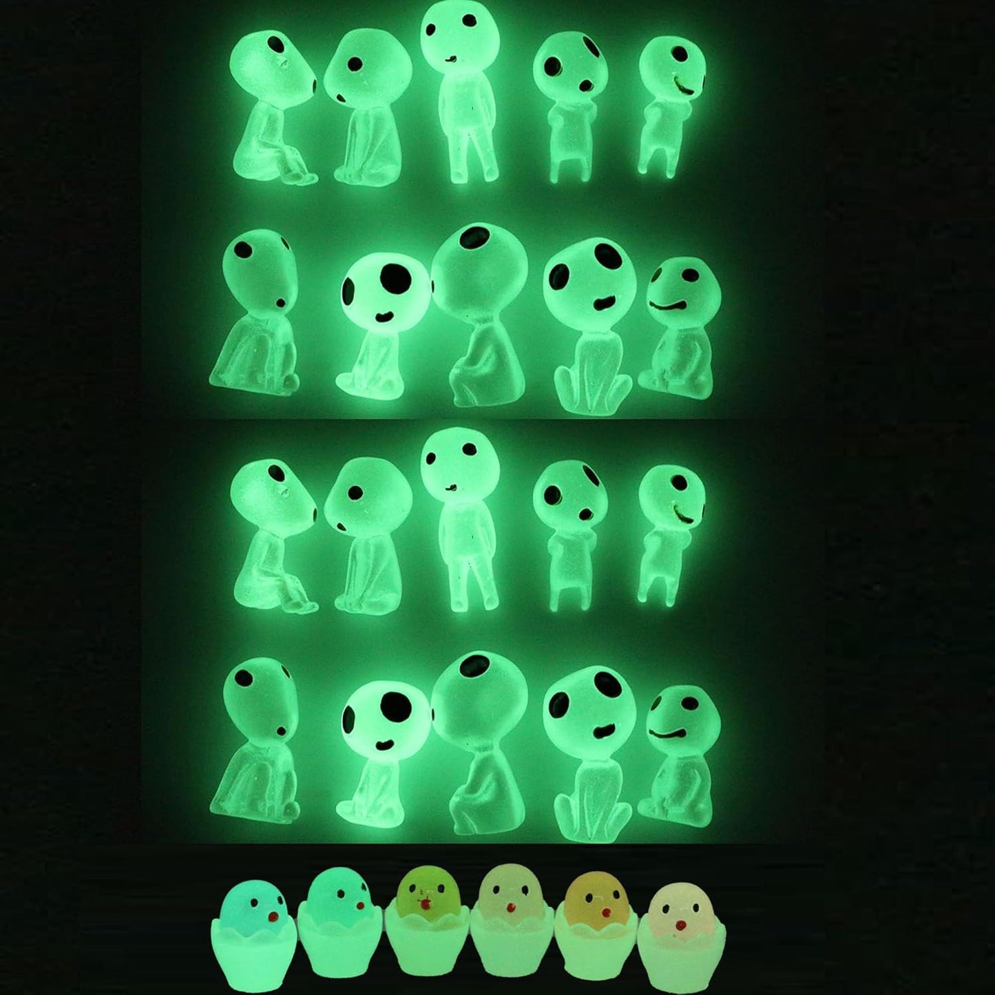 Fairy Garden Accessories Tree Elves Glow in Dark Alien Decor Miniature Luminous Ghost kit for Micro Landscape Decoration Outdoor Status Patio Lawn Yard Kit (20 Green)