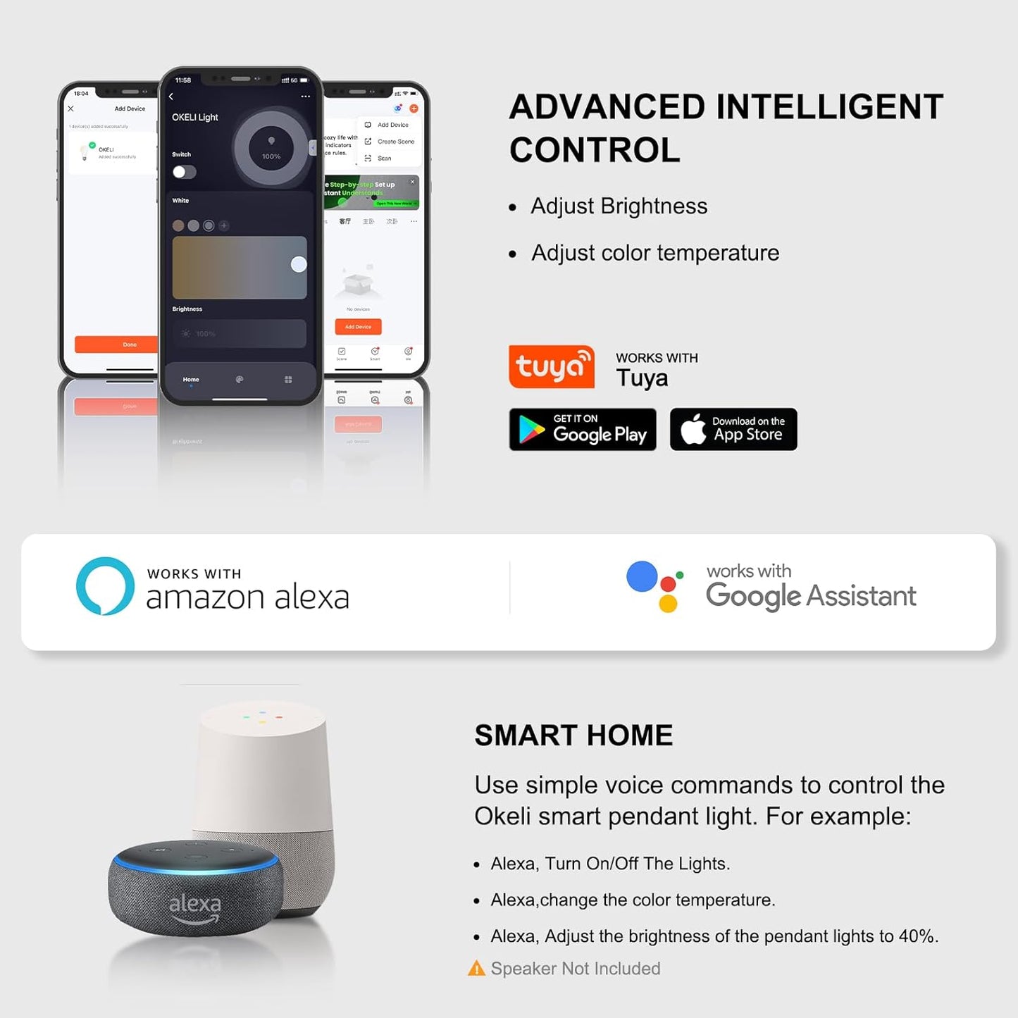 OKELI Smart Dimmable LED 3-Light Pendant Light for Kitchen Island, 18W 1350LM Modern Bubble Crystal Island Light Fixture with TUYA App & Voice Control, Adjustable 3000K-6000K, Electro-Chrome, Round