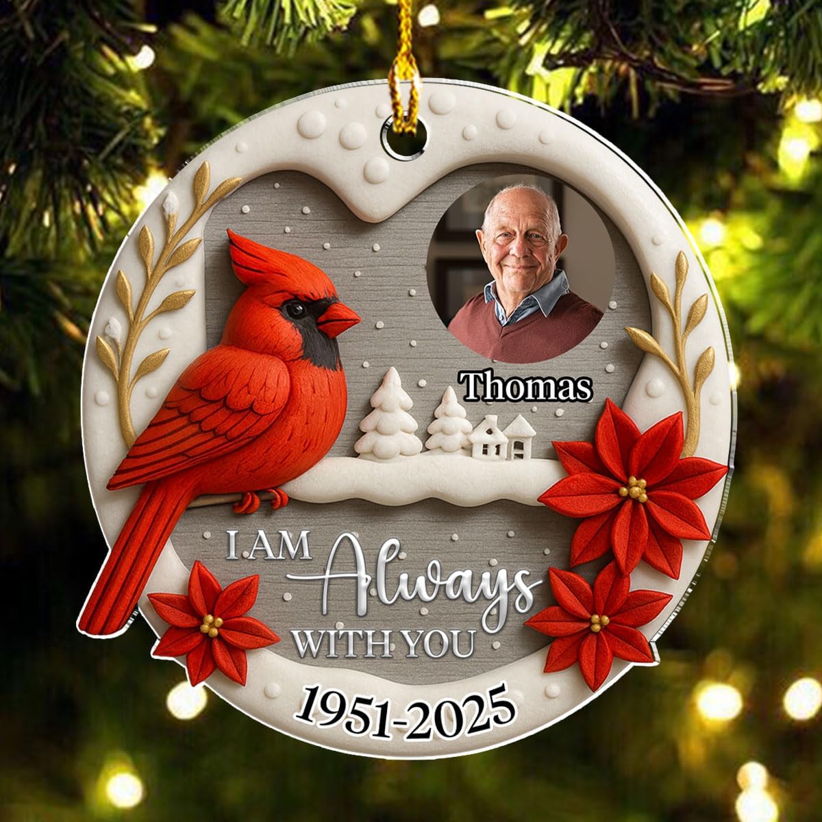 Always in My Mind Personalized Custom Photo Acrylic Ornament – Heartfelt Gift for Loss of Loved Ones, Christmas Home Decoration