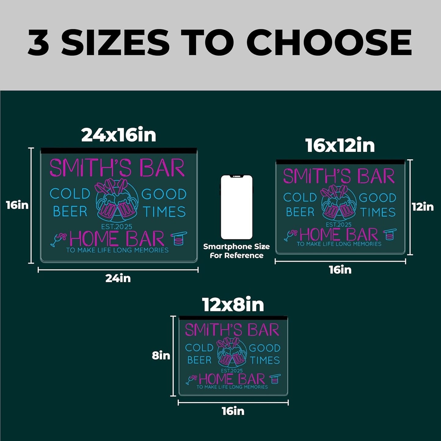 Personalized Cocktail Bar Signs with Your Name for home wall light up with personalized pub name, man cave accessories, beer themed neon customizable lighted sign