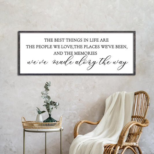 The Best Things in Life Wall Decor Sign 40 x 15 Inch Memories Inspirational Quotes Wood Framed Family Entryway Living Room Home Wall Art for Farmhouse Bedroom Room (Black)