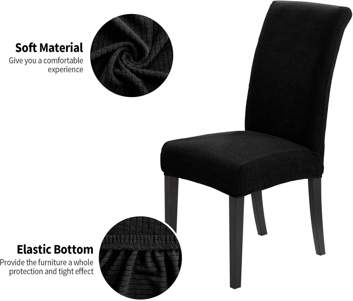 Joccun Chair Covers for Dining Room Set of 2,Dining Chair Slipcovers Stretch Dining Room Chair Covers Seat Protector,Washable Parsons Chair Cover for Home,Hotel,Banquet(Black,2 Pack)