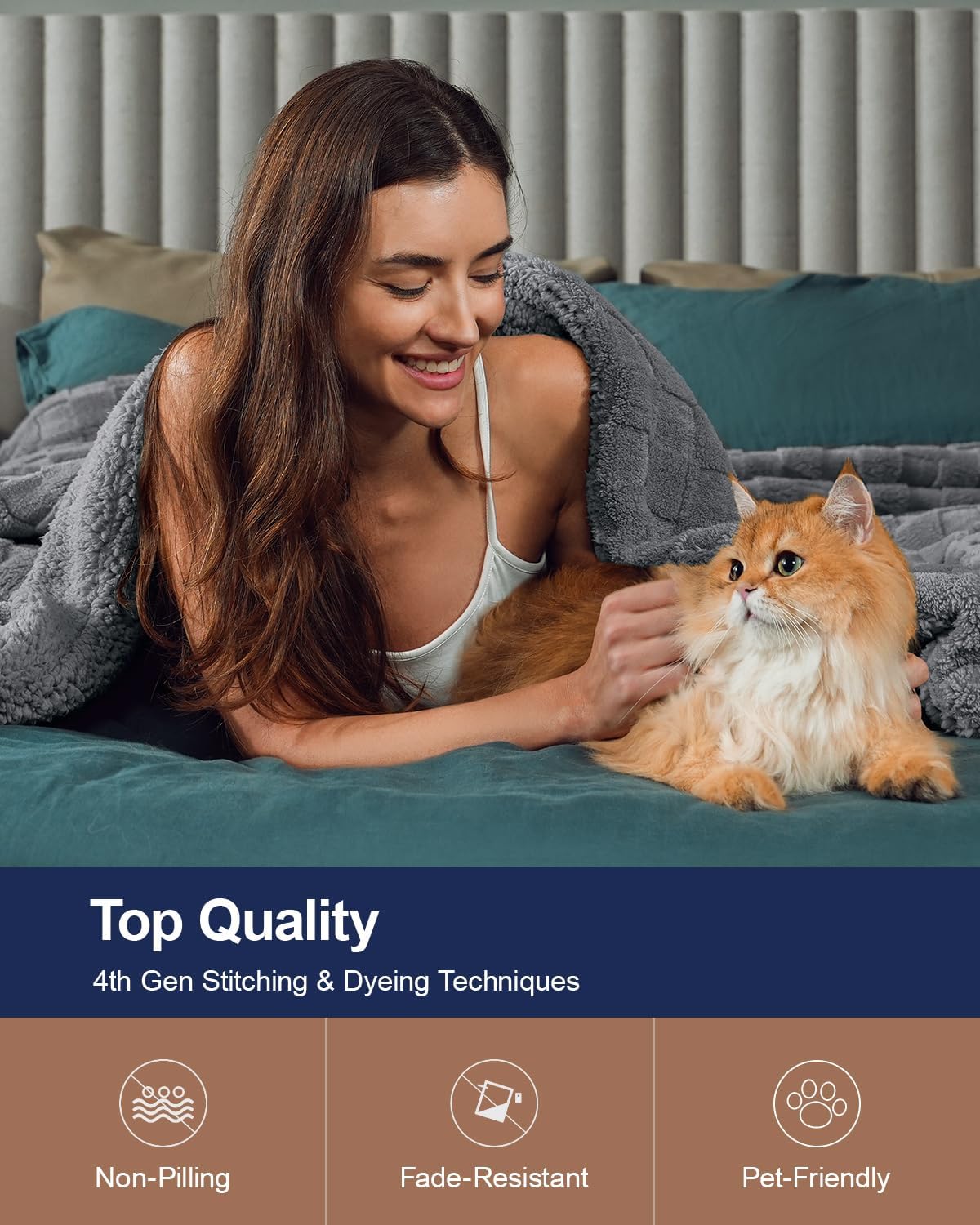 Pawque Super Soft Cozy Throw Blanket Twin Size for Couch Bed, Fluffy Sherpa Fleece Reversible Thick Warm Fuzzy Blanket for All-Season, 3D Checkered Jacquard Decorative Blankets, Grey, 60" x 80"