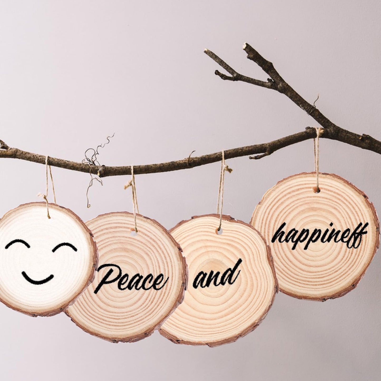 80 PCS 3.6-4 Inch Unfinished Wood Slices, Natural Wood Slices, Predrilled with Hole Wood Slice for DIY Arts Craft Christmas Ornaments by GNIEMCKIN