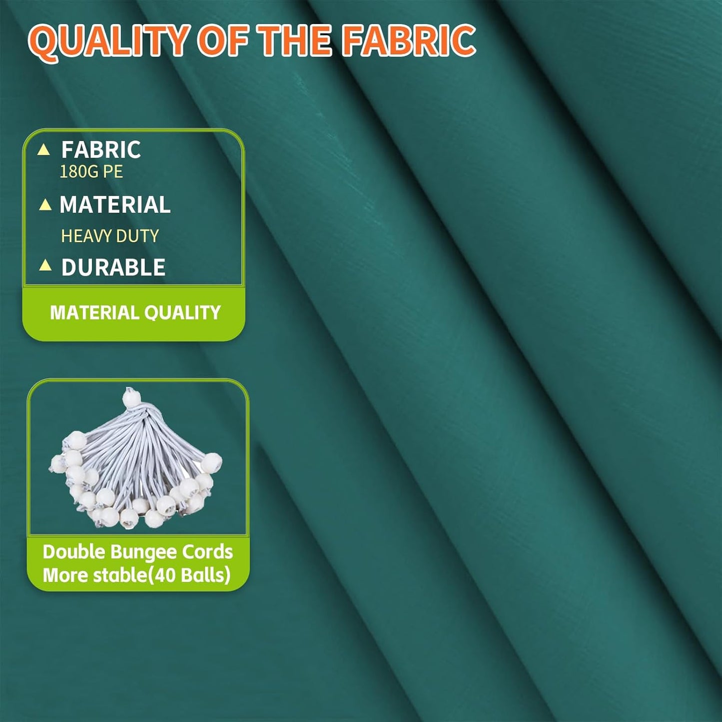 10'x20' Carport Replacement Top Canopy Cover for Car Garage Top Tarp Shelter, Waterproof Car Cover Tent for Party Garden Boat with Ball Bungees (Frame is not Included) (Greem, 10' x 20')