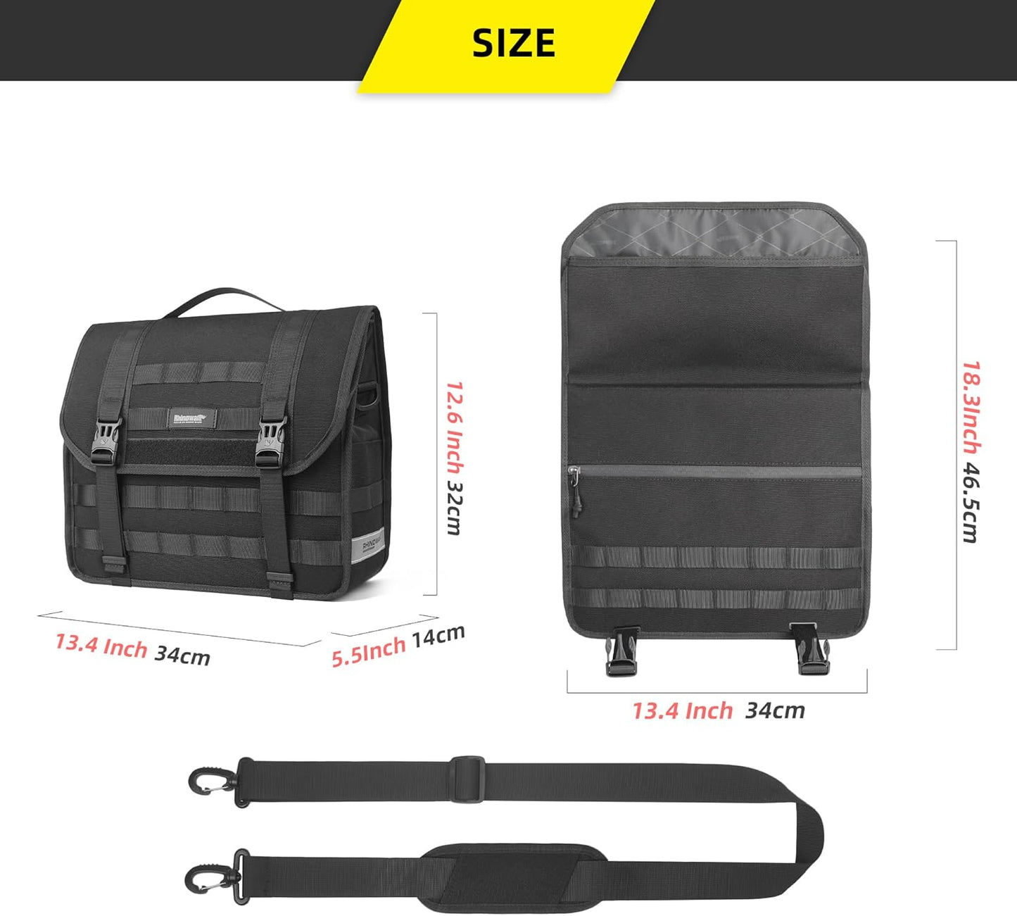 Rhinowalk 13L Waterproof Motorcycle Saddlebags, 26L Total Capacity, Quick Release, Black, 1 Pack