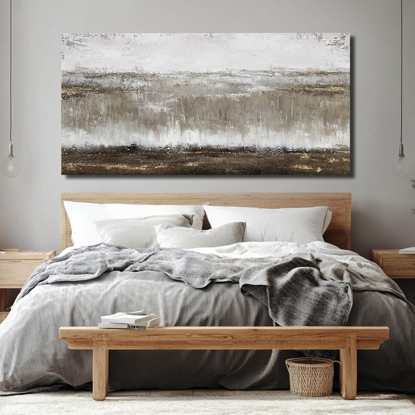 Black Painting Traditional Wall Decor Abstract Wall Art Large Pictures Grey Wall Decorations Vintage Walls for Living Room Dining Room 24"x48"