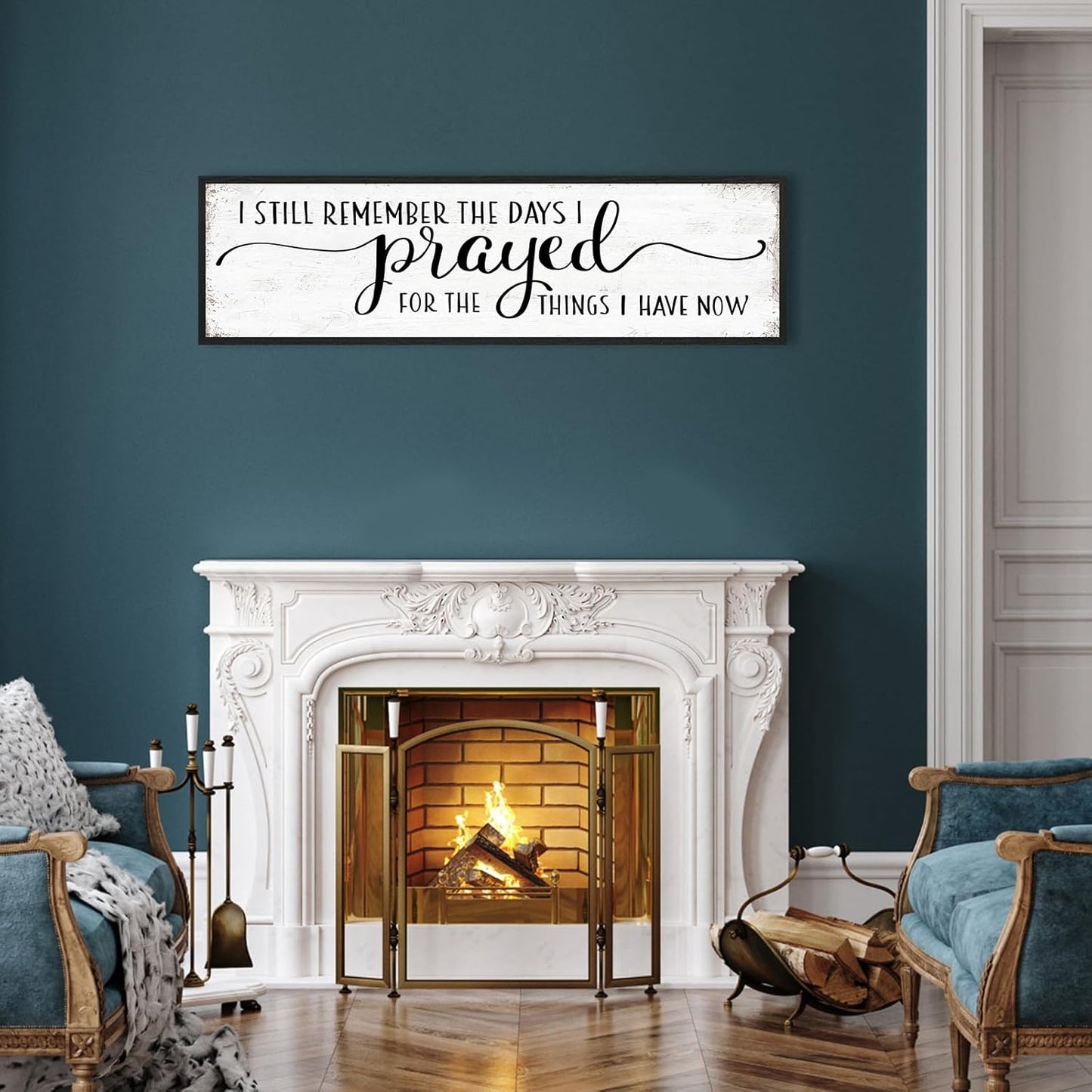 I Still Remember The Days I Prayed for What I Have Now Sign Wall Decor: Christian Wall Decor 16"x48" Large Farmhouse Signs Home Decor for Living Room Modern Master Bedroom Wall Art Above Bed Framed