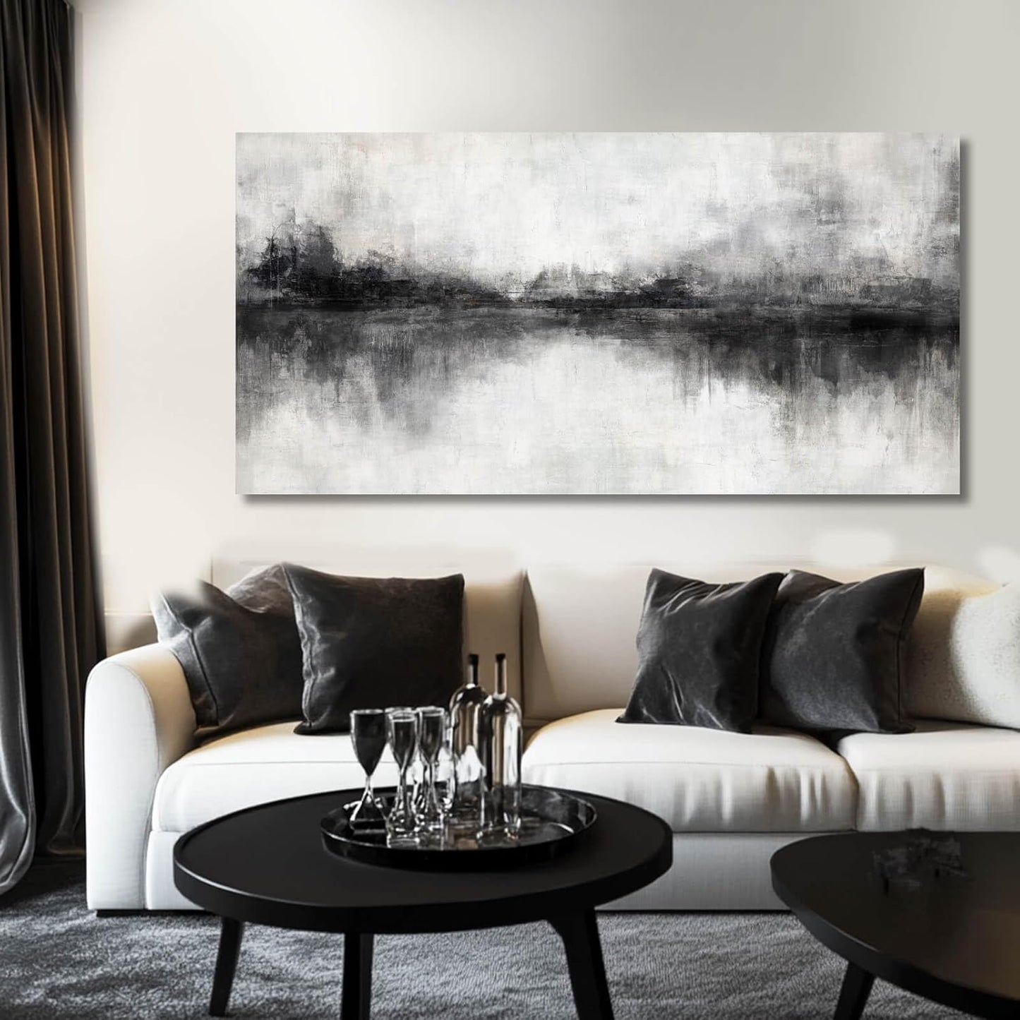 Black And White Wall Art Large Wall Decor Abstract Framed Wall Art Posters for Men Room Vintage Photo Pictures 24"x48"