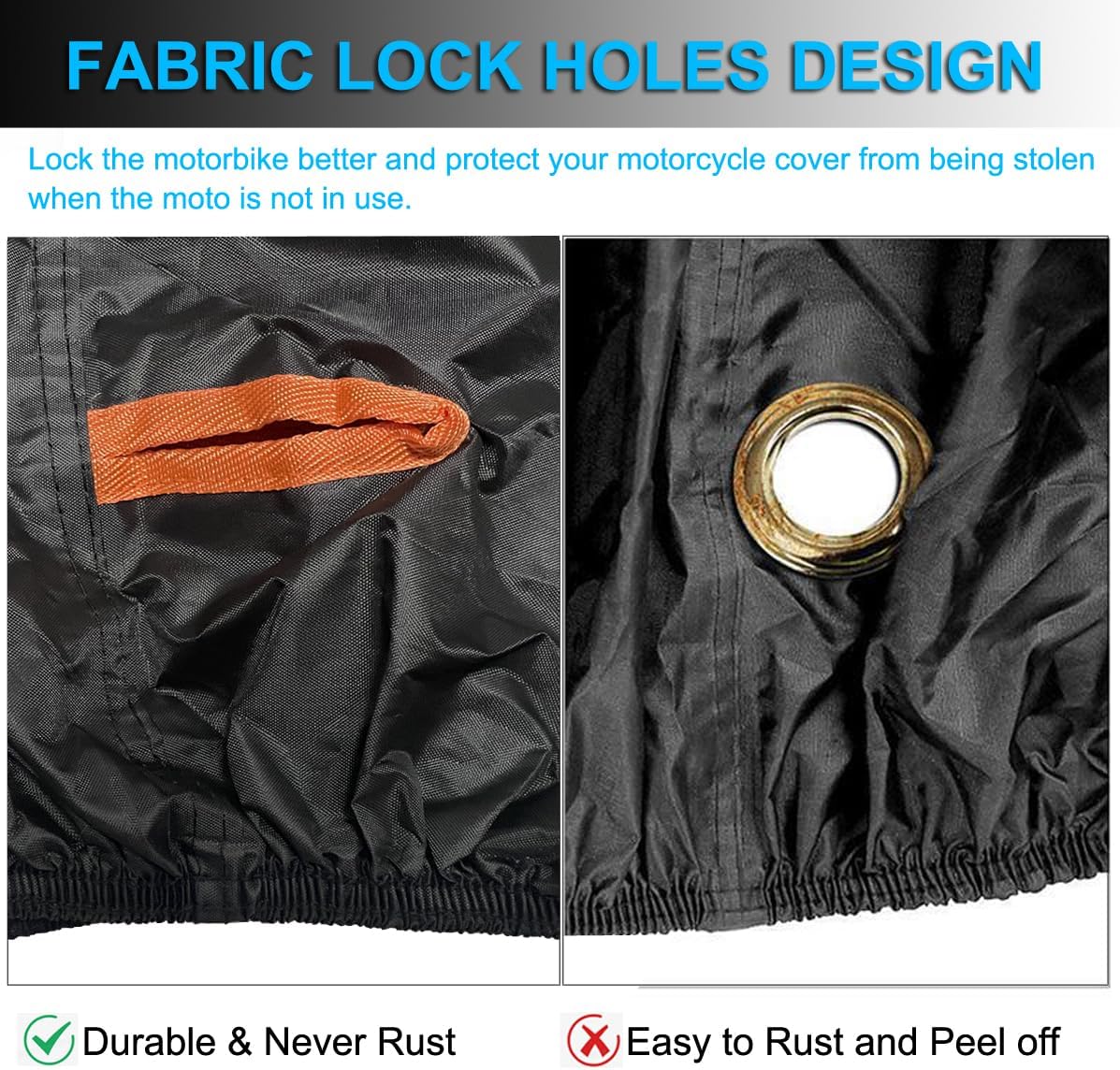 Motorcycle Cover Waterproof Outdoor, 300D Heavy Duty Motorcycle Cover for Harley Davidson Electra Glide Ultra Limited CVO Road Street Glide Honda Gold Wing Protection Fits up to 116" - Black