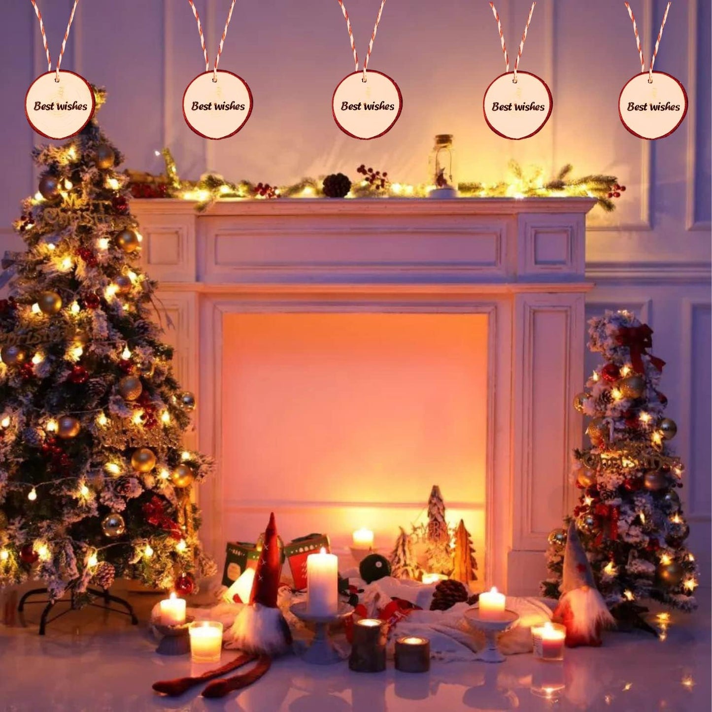 Natural Wood Slices TICIOSH Craft Unfinished Wood kit Predrilled with Hole Wooden Circles for DIY Crafts Wedding Decorations Christmas Ornaments Arts Wood Slices (50 Pcs 2.0-2.4 inches)