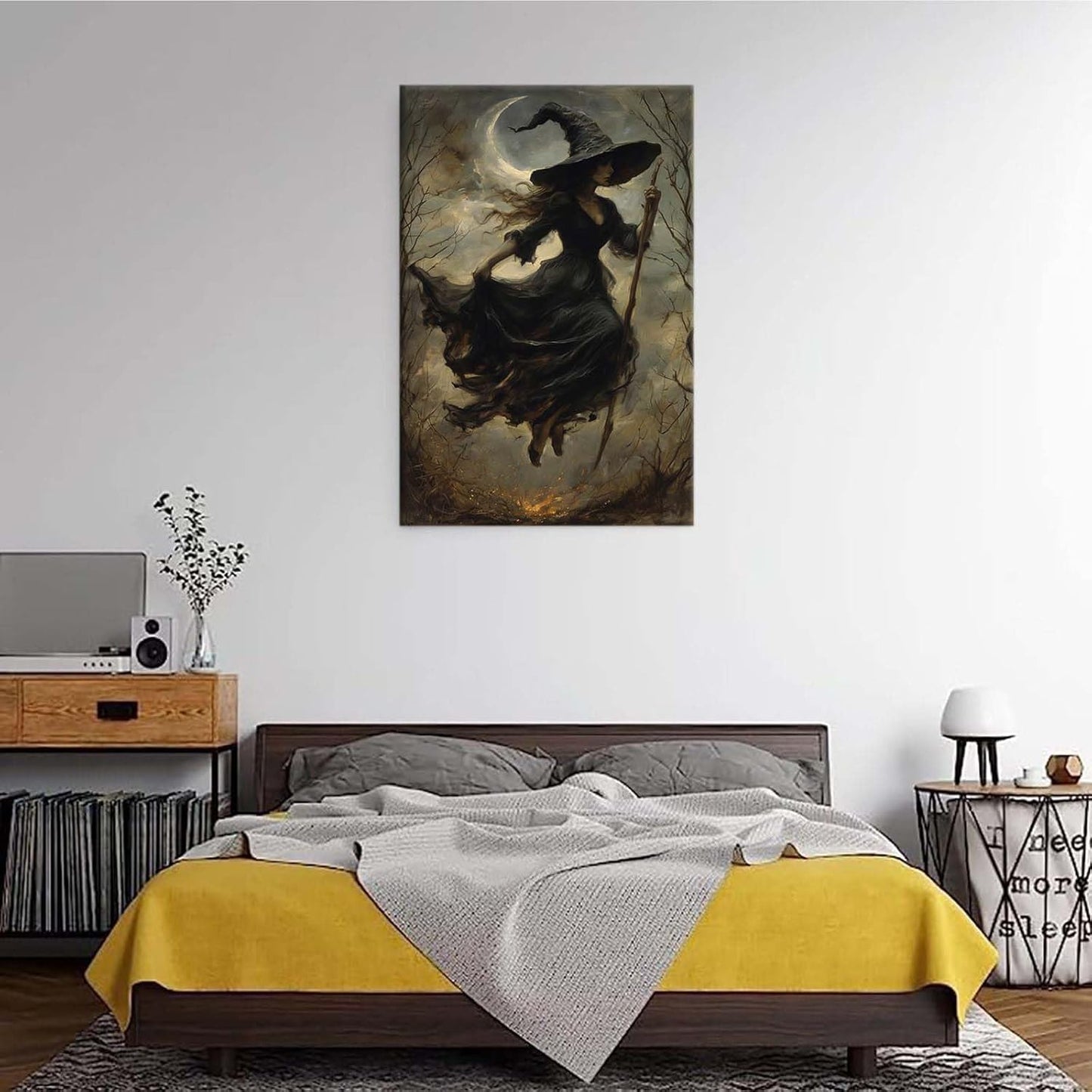 JFHCQJPK Witch in the Forest Halloween Print Wall Art Poster Witch Decor Vintage Print Dark College Wall Art Victorian Gothic Room Decor Canvas Wall Print24x36in Frameless