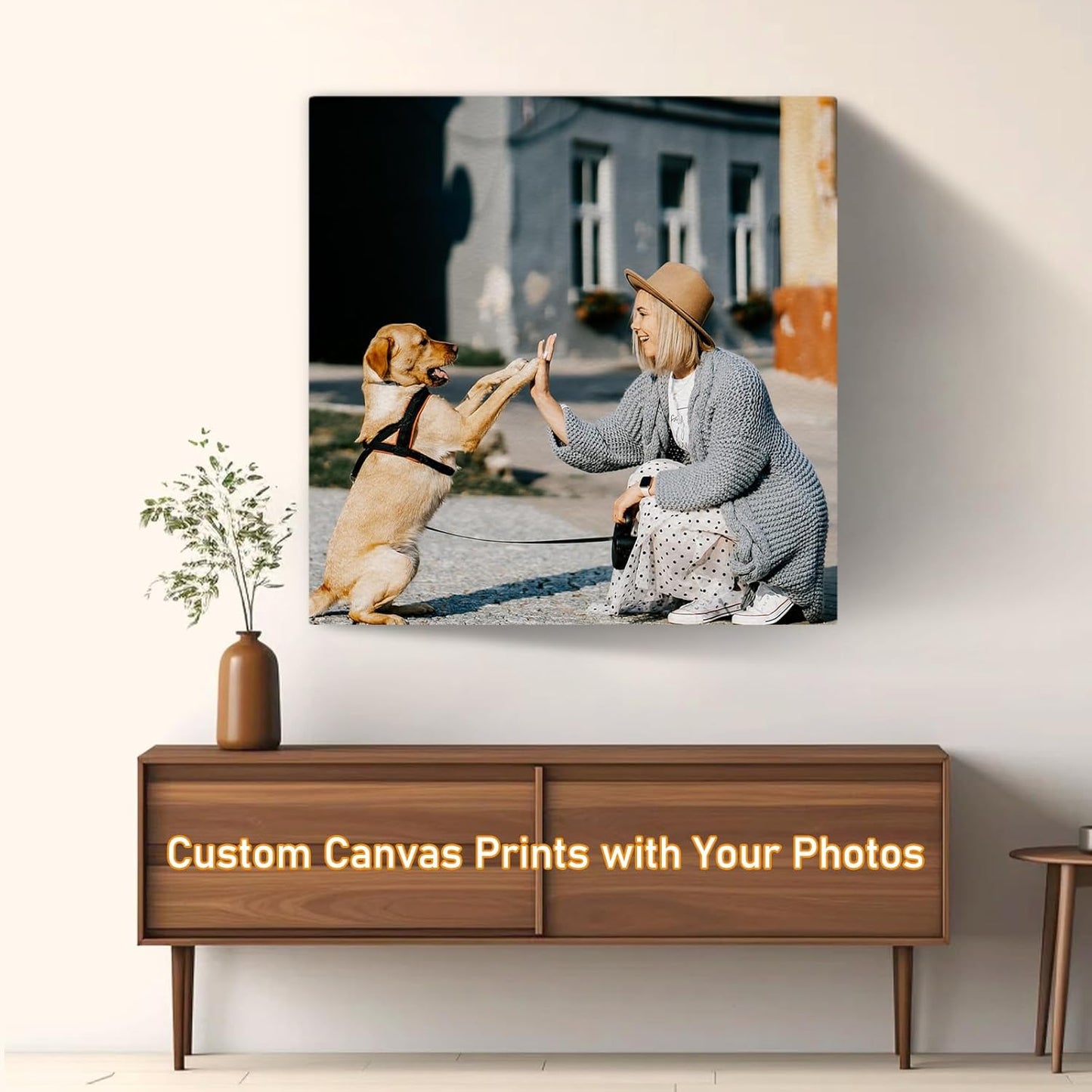 xzartdiy Custom Canvas Prints with Your Photos - Personalized Picture Print Customized Gifts for Family Home Office Wall Art Decor, Wrapped Canvas 12x12inch