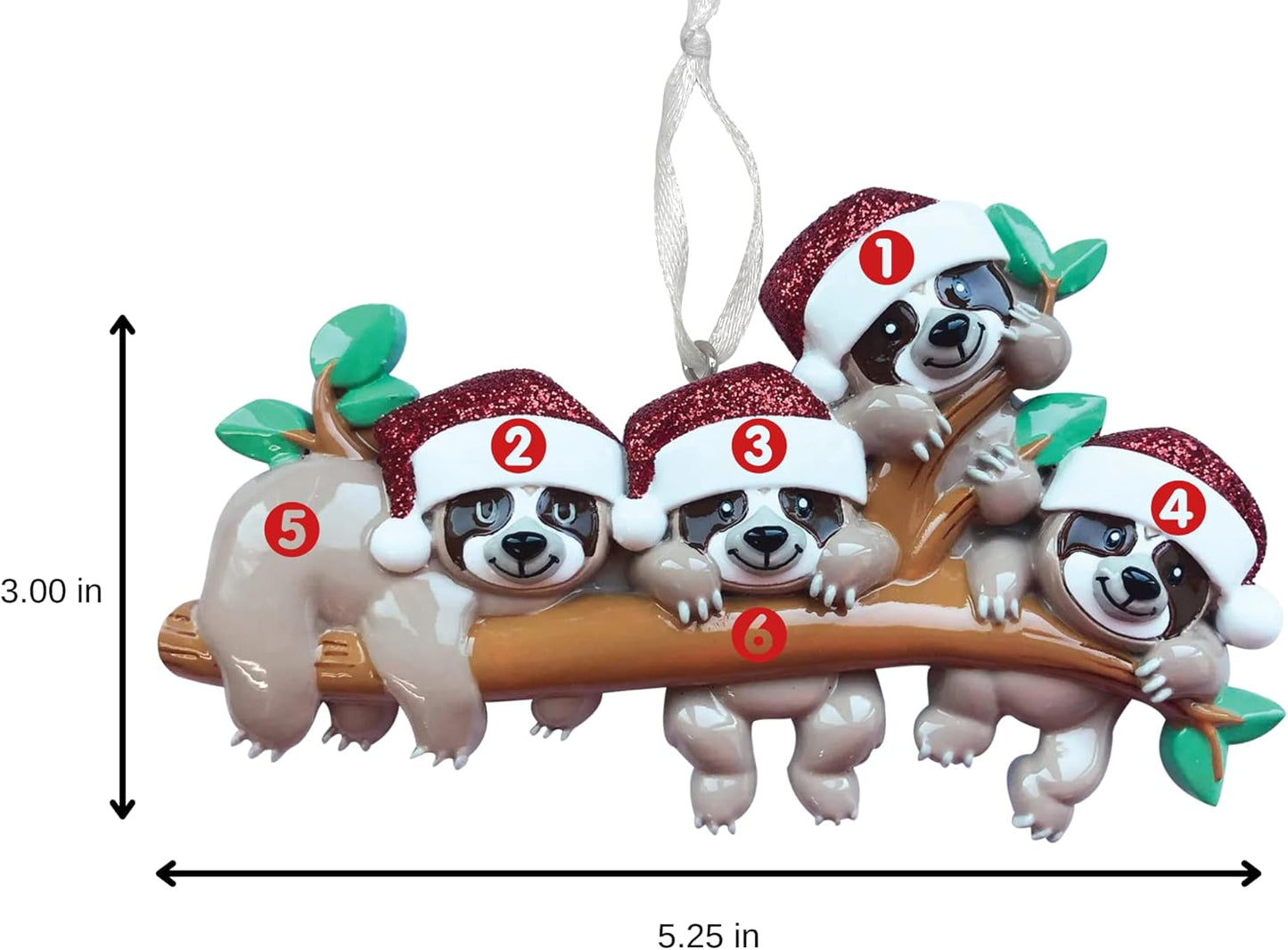 2025 Family Christmas Ornament – Personalized Ornament for Families – Custom Sloth Family Ornament – Holiday Tree Decoration Keepsake Gift (Family of 4)