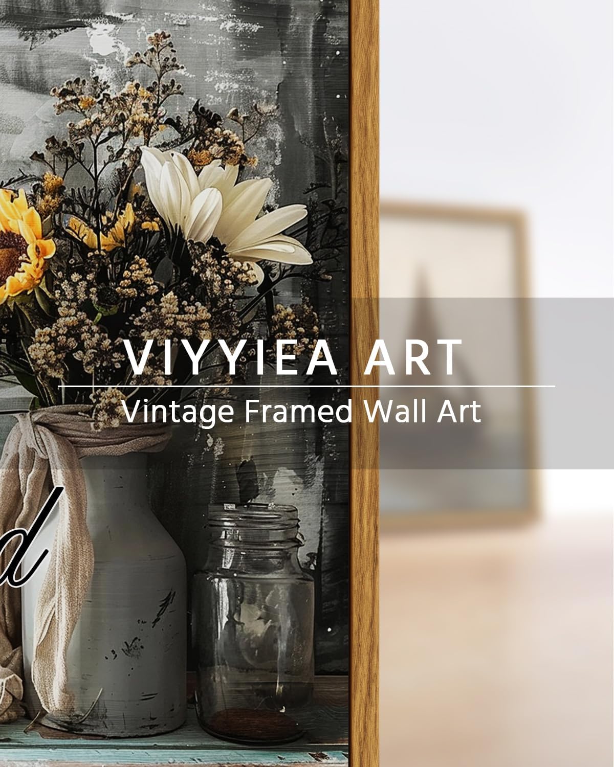 VIYYIEA Framed Canvas Wall Art Home Decor Bathroom Decor Farmhouse Flower Pictures and Quote Wall Decor Bath Canvas Prints Rustic Painting Aesthetic Home Decor for Living Room Bedroom Kitchen 8x10in