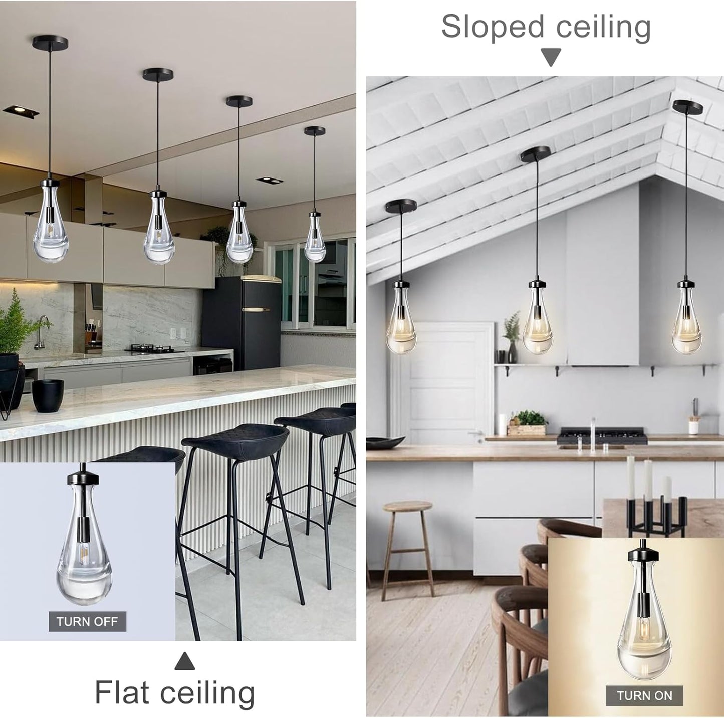 Modern Raindrop Pendant Lights Set of 2, Bronze Pendant Lights Kitchen Island, Black Pendant Light Island Lights for Kitchen Chandeliers for Living Room Bathroom Bedroom Hallway,Bulb Included
