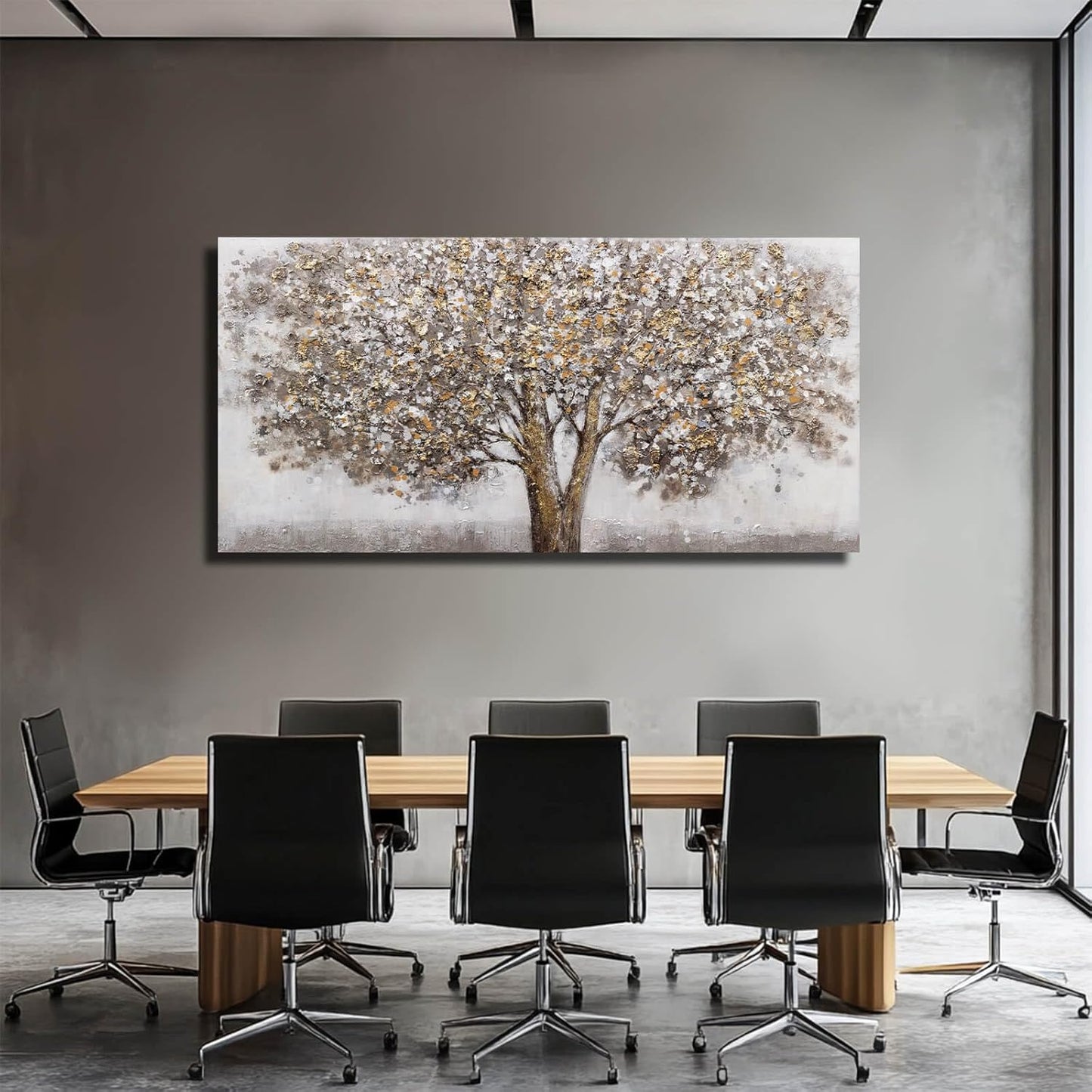 CHUDANHAO Large Canvas Wall Art Decorative Paintings Grey Room Decor Gold Tree Picture Scenery Artwork for Living Room Bedroom Hotel 29"x58"