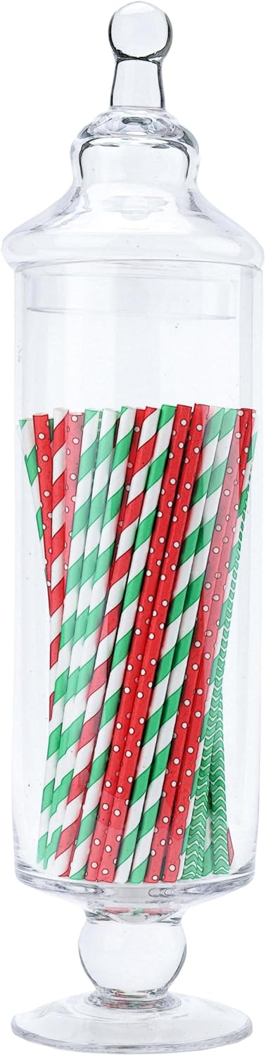 Tall Glass Apothecary Jars, Clear Candy Jar with Lid, Elegant Decorative Jars for Wedding and Party (Height: 17", Diameter: 4")