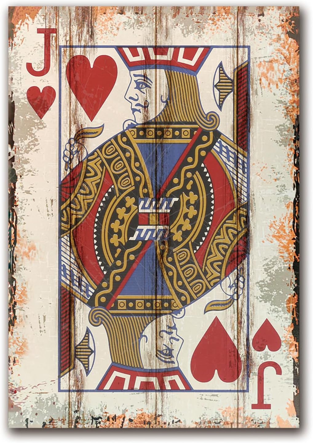 TREEPERI Poker Canvas Wall Art Print Jack of Hearts Game Room Wall Art Print Wall Decor Prints Poster With Framed Wooden Frame