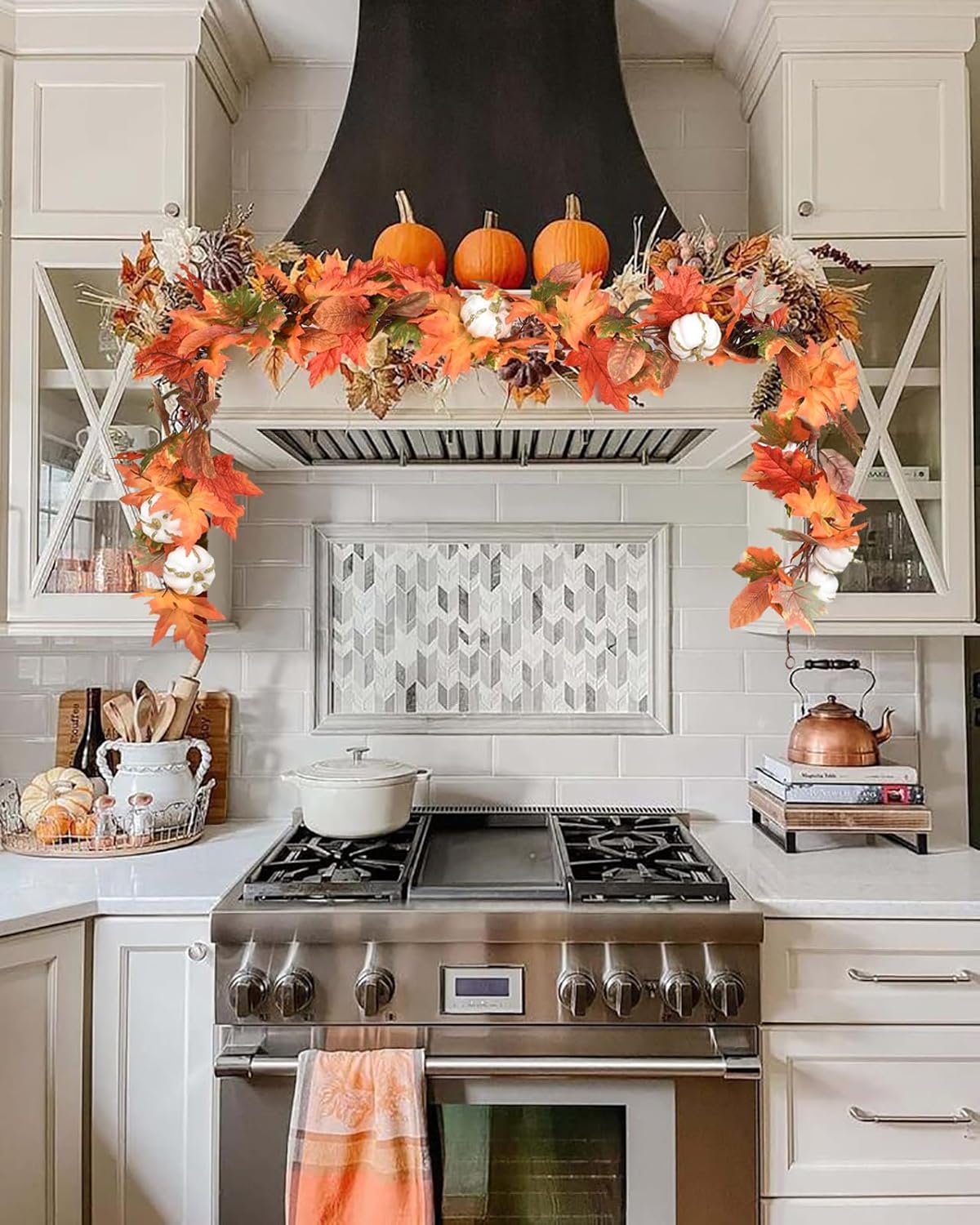 Lvydec Fall Maple Garland - 5.9ft/Piece Artificial Fall Foliage Garland Colorful Autumn Decor for Home Wedding Party