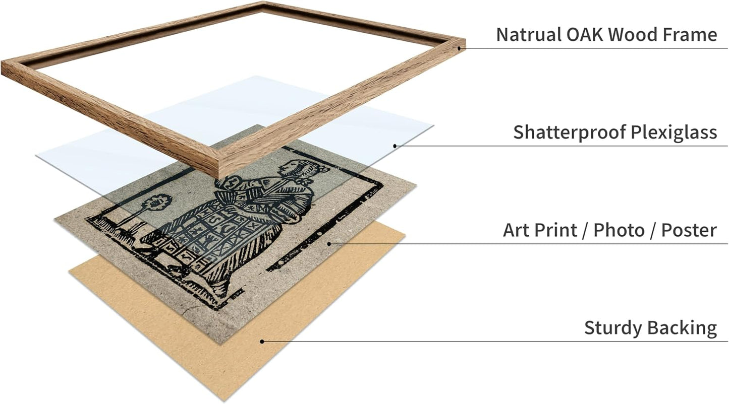 Poster Master Vintage Woodcut Poster - Retro Medieval Print - Gift for Gothic, Horror Fan - Witch Holding a Plant, Magic, Spell, Herbalist - Wall Decor for Bedroom, Dorm, 16x20 Beige Framed