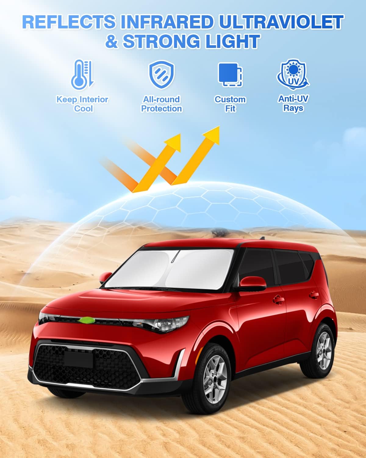 Sunshades for Kia Soul 2020-2025 2026 Accessories Windshield Sun Shade Side Rear Window Shade Cover Sun Visor Shield Privacy Protection Keep Vehicle Cool Black 6PCS