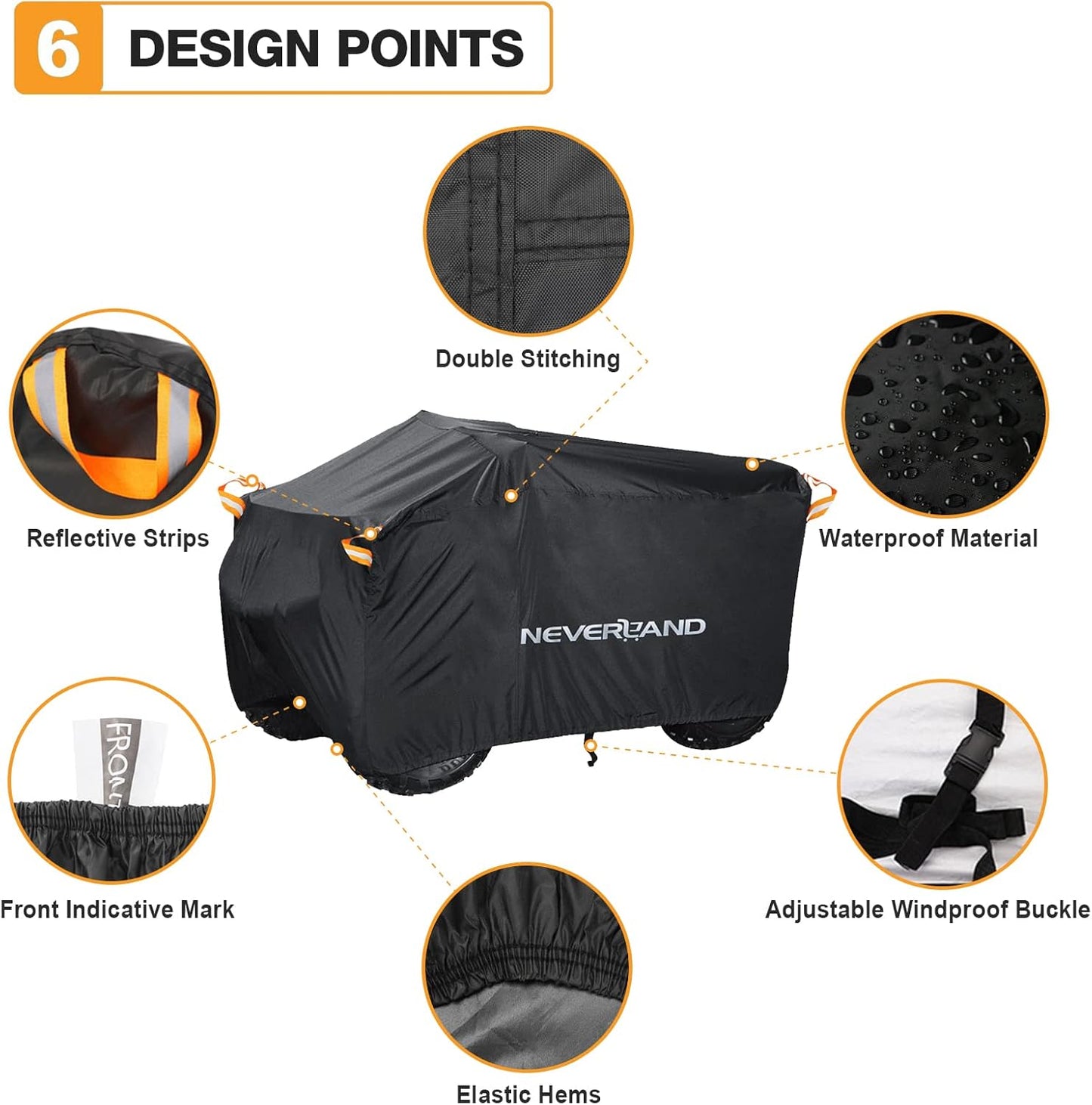 NEVERLAND ATV Cover - Waterproof Heavy Duty 4 Wheeler Quad Cover - All Season Weather Proof Outdoor UV Protection for Polaris Yamaha Suzuki Honda (Black XXXLarge)