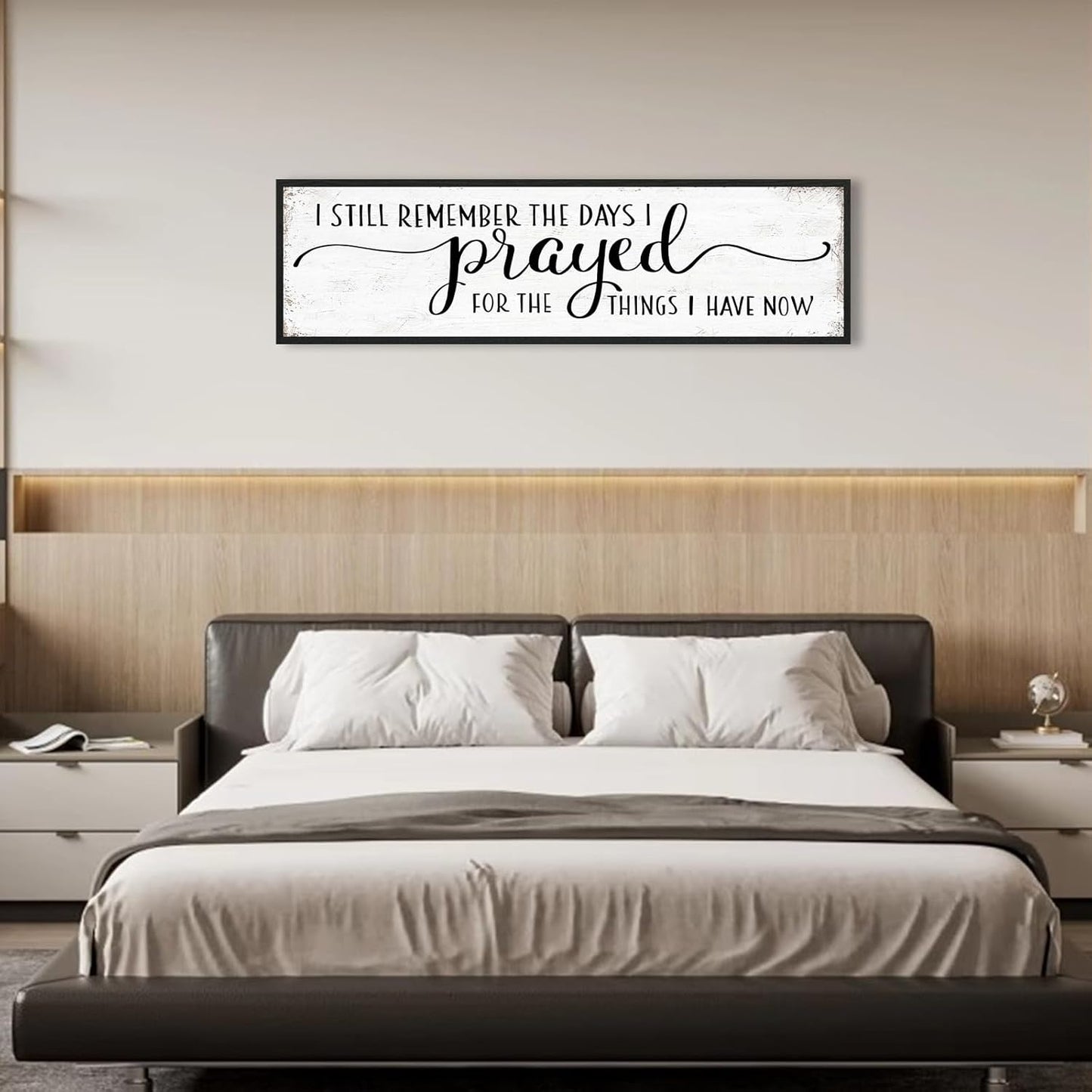 I Still Remember The Days I Prayed for What I Have Now Sign Wall Decor: Christian Wall Decor 16"x48" Large Farmhouse Signs Home Decor for Living Room Modern Master Bedroom Wall Art Above Bed Framed