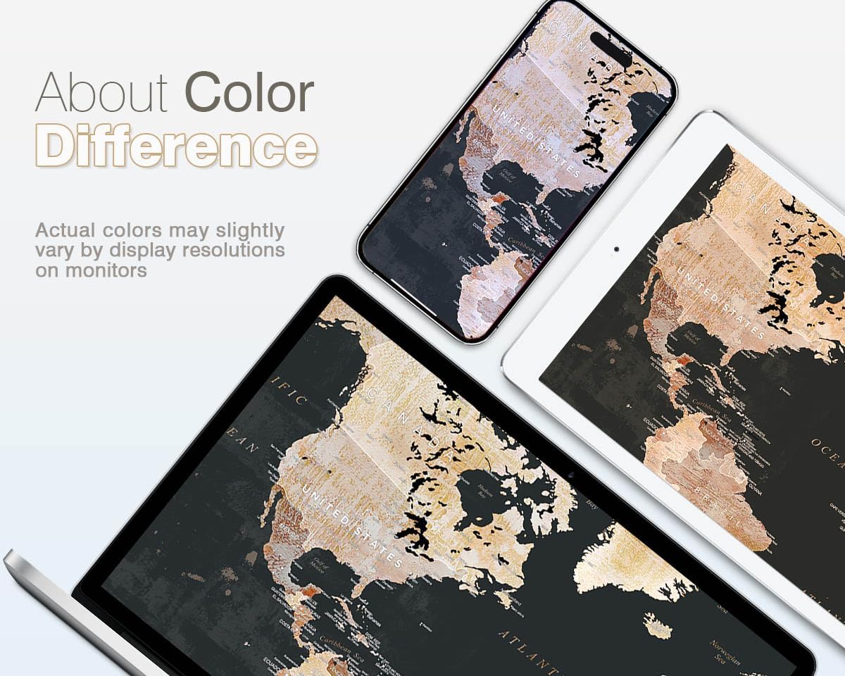 Bedroom Wall Decor Black Wall Art for Living Room Pictures Office Decor for Men World Map for Wall Inspirational Canvas Paintings Framed Artwork