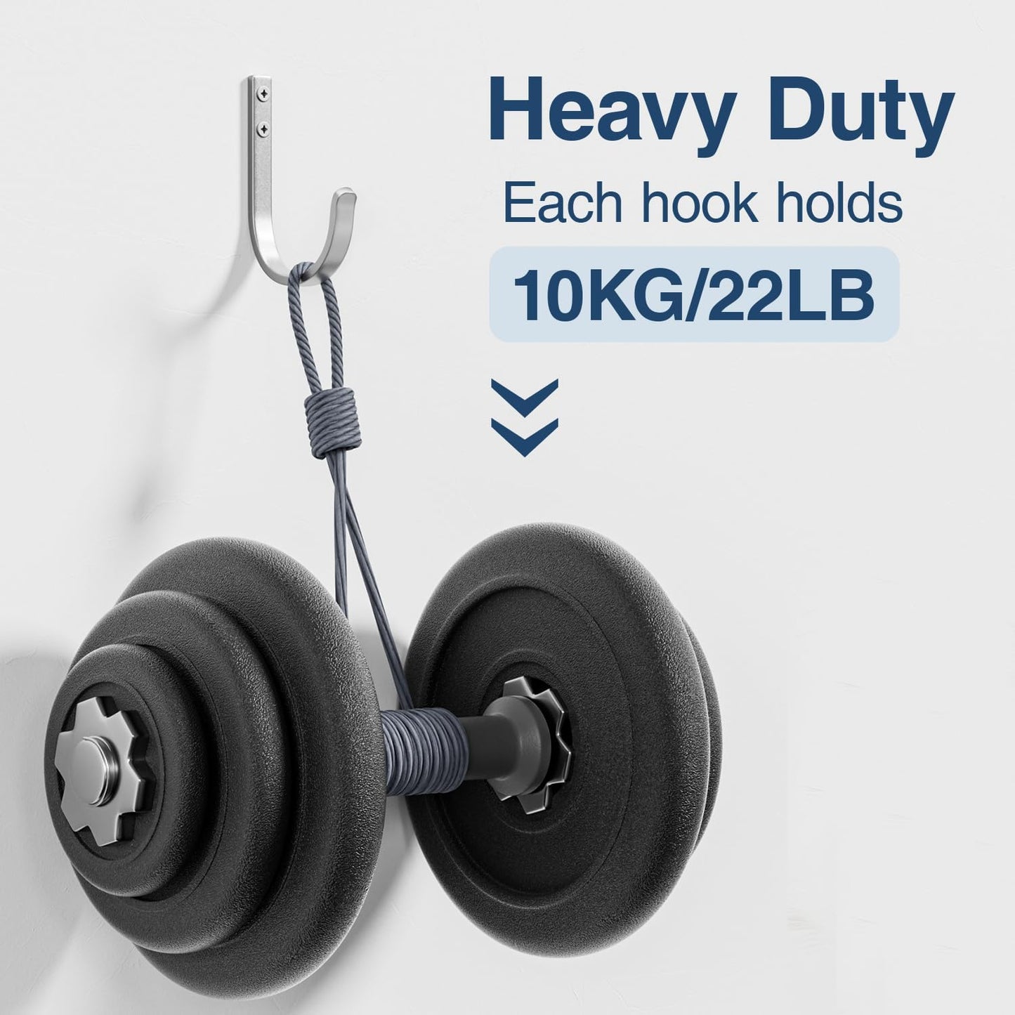 10-Pack Wall Hooks for Hanging Towel/Coat - 22LB Screw in Metal Hanger Wall Mount, for Outdoor, Closet, Door, Bathrooms, for Backpack, Robe, Silver