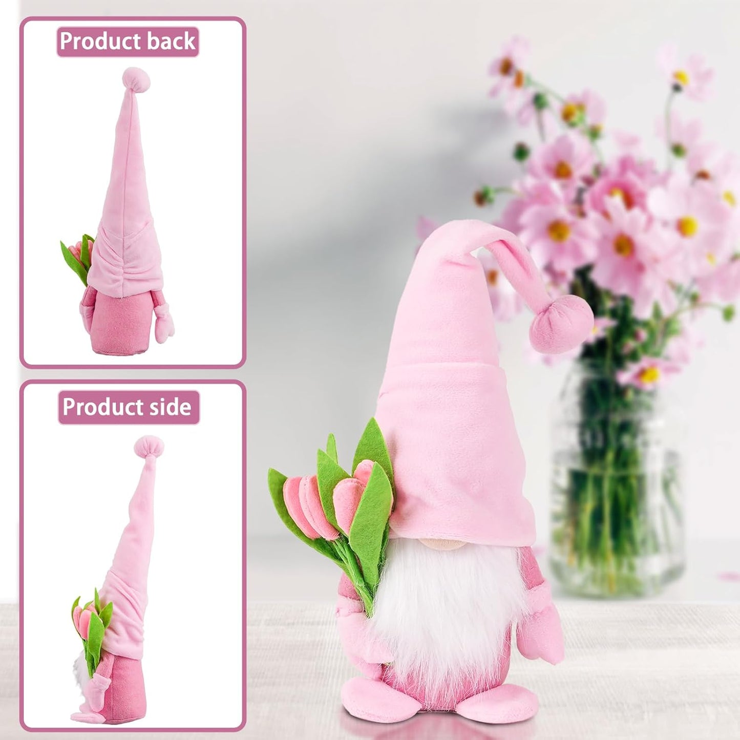 Gnome Plush Decorations Gift,15 inch Gnomes Decorations for Home,Fall Gnomes Plush Table Decoration Gnome Gifts for Women Swedish Tomte Nisse Doll Tabletop Scandinavian Elf Plushie,Pink