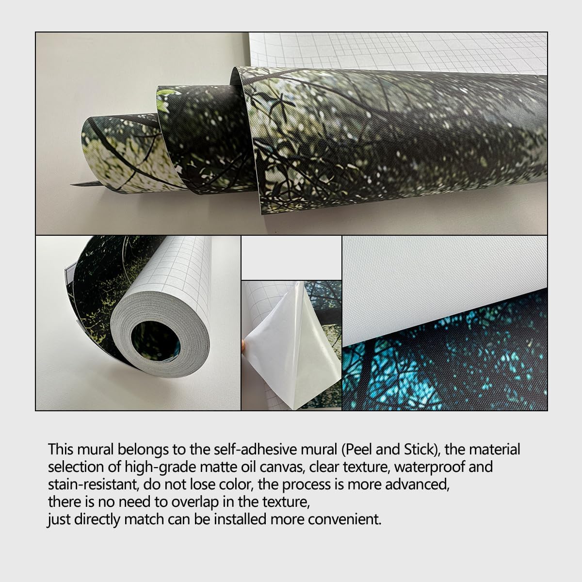 Forest Landscape Wall murals Woodland Tree Peel and Stick Wallpaper for Bedroom Living Room - 96"x137"