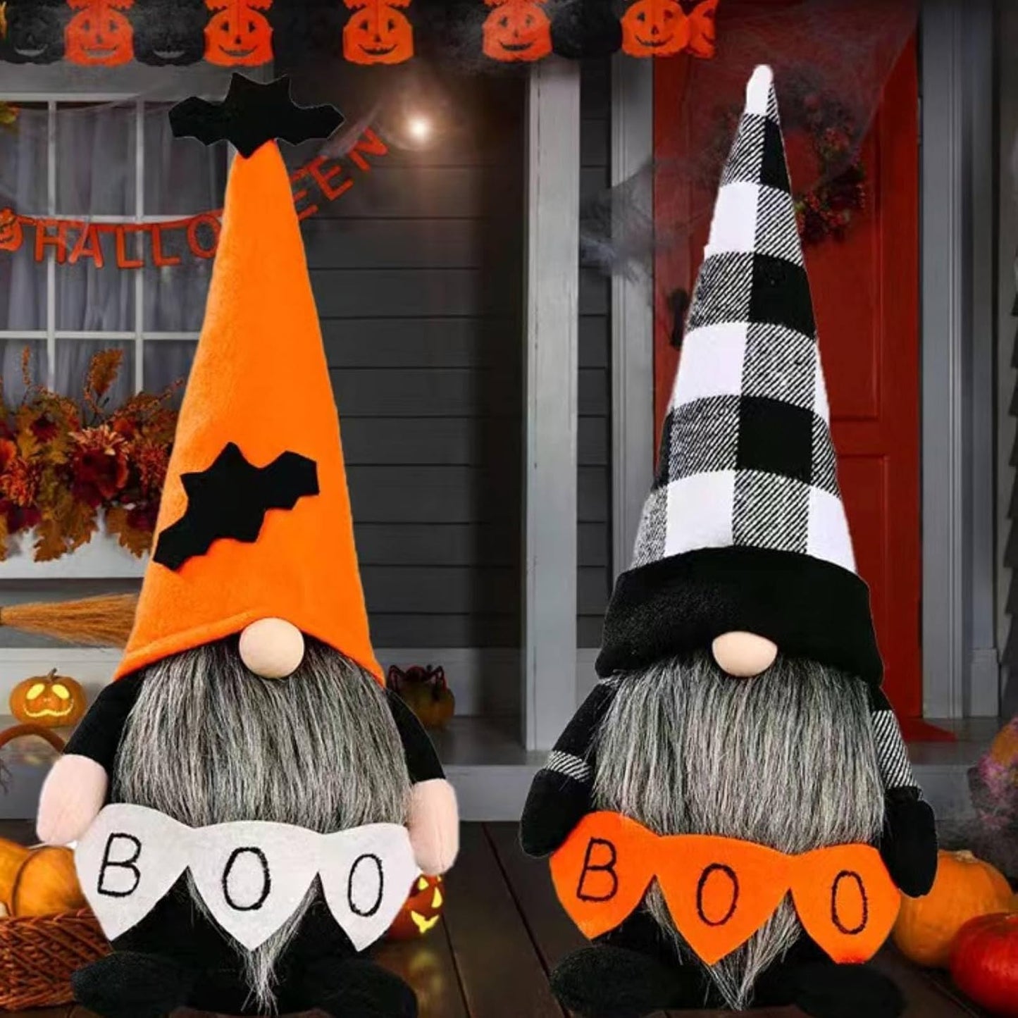 Halloween Gnomes Plush Decor,Witch Scandinavian Tomte Nisse Gnome Swedish Table Decorations Handmade Gnome Decoraion for Home,Orange