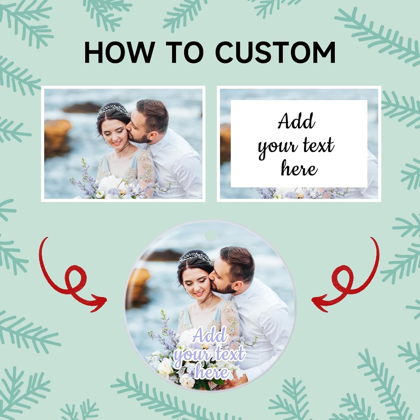 Personalized Christmas Ornaments 2025, Ceramic Custom Photo Text Hanging Ornament Customized Christmas Tree Decorations Gift for Family, Kids, Friends, Couples, Wedding