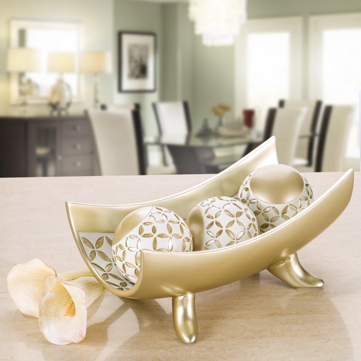 Creative Scents Schonwerk Diamond Lattice Decorative Bowl Table Centerpiece - Home Decor for Living Room, Centerpieces Table Decorations for Dining Room and Coffee Table