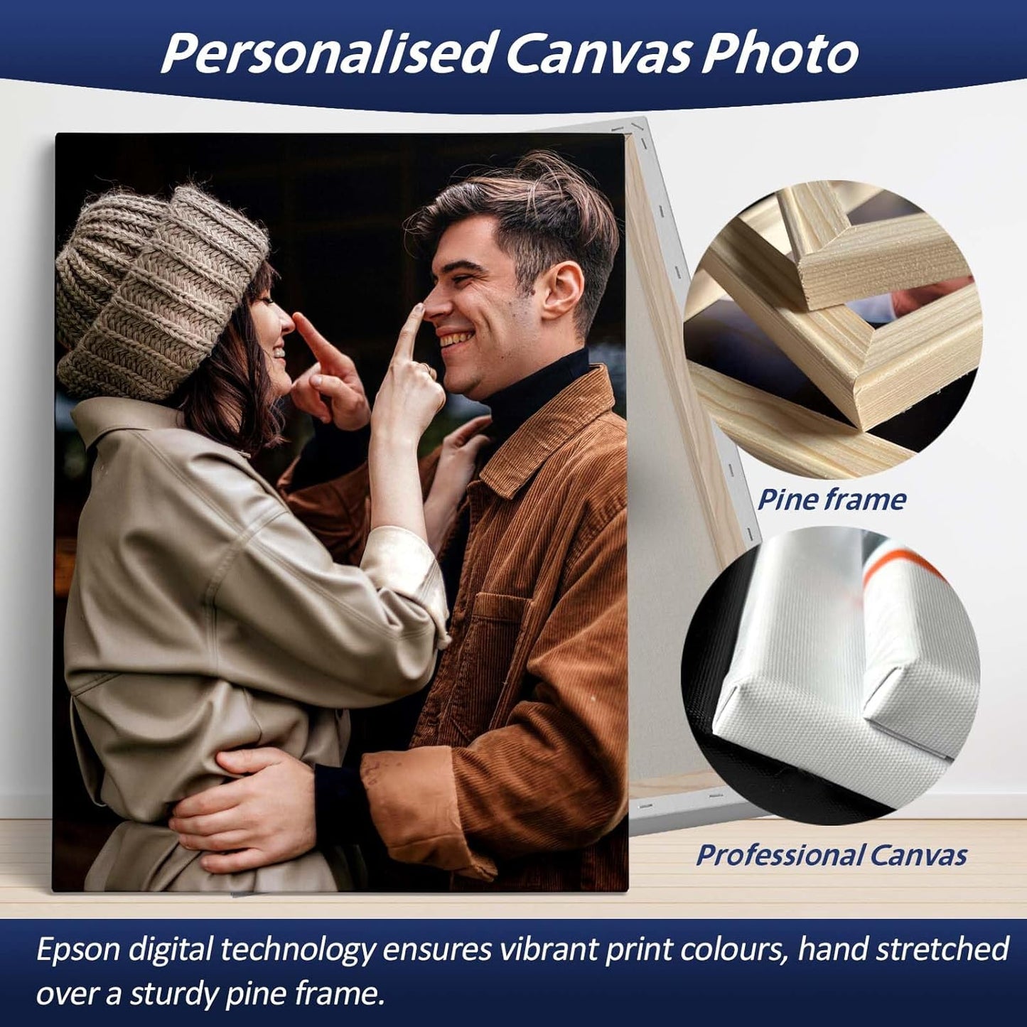 AIRUIXIO Custom Canvas Prints with Frame | Personalized Photo Canvas for Christmas Gifts | Ideal Family & Pet Wall Art Decor | Custom Canvas Wall Art 6x8Inch