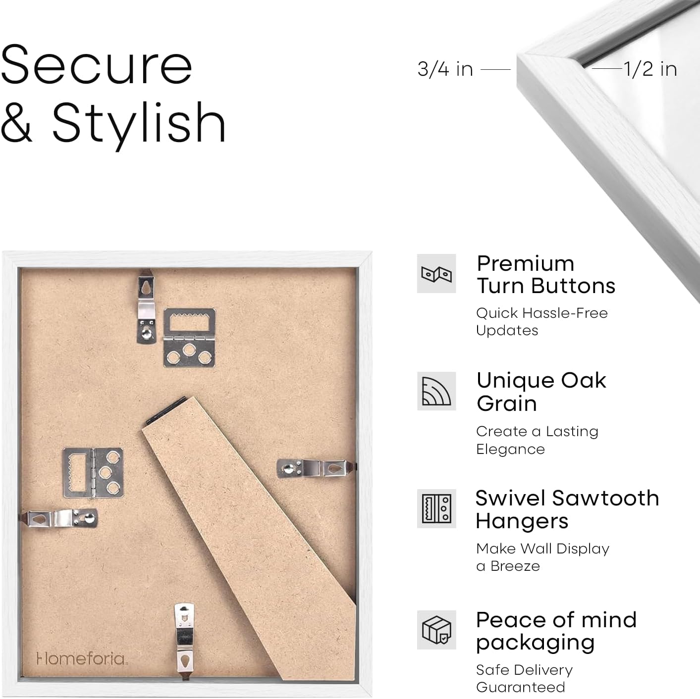 Homeforia 8.5 x 11 Diploma Frame White Wood, High End Oak 8.5x11 Certificate Frames, 11x8.5 Document Frames for Wall or Tabletop, 8.5 by 11 Award White Wooden Frame, Tempered Glass, Wall Kit, Set of 1