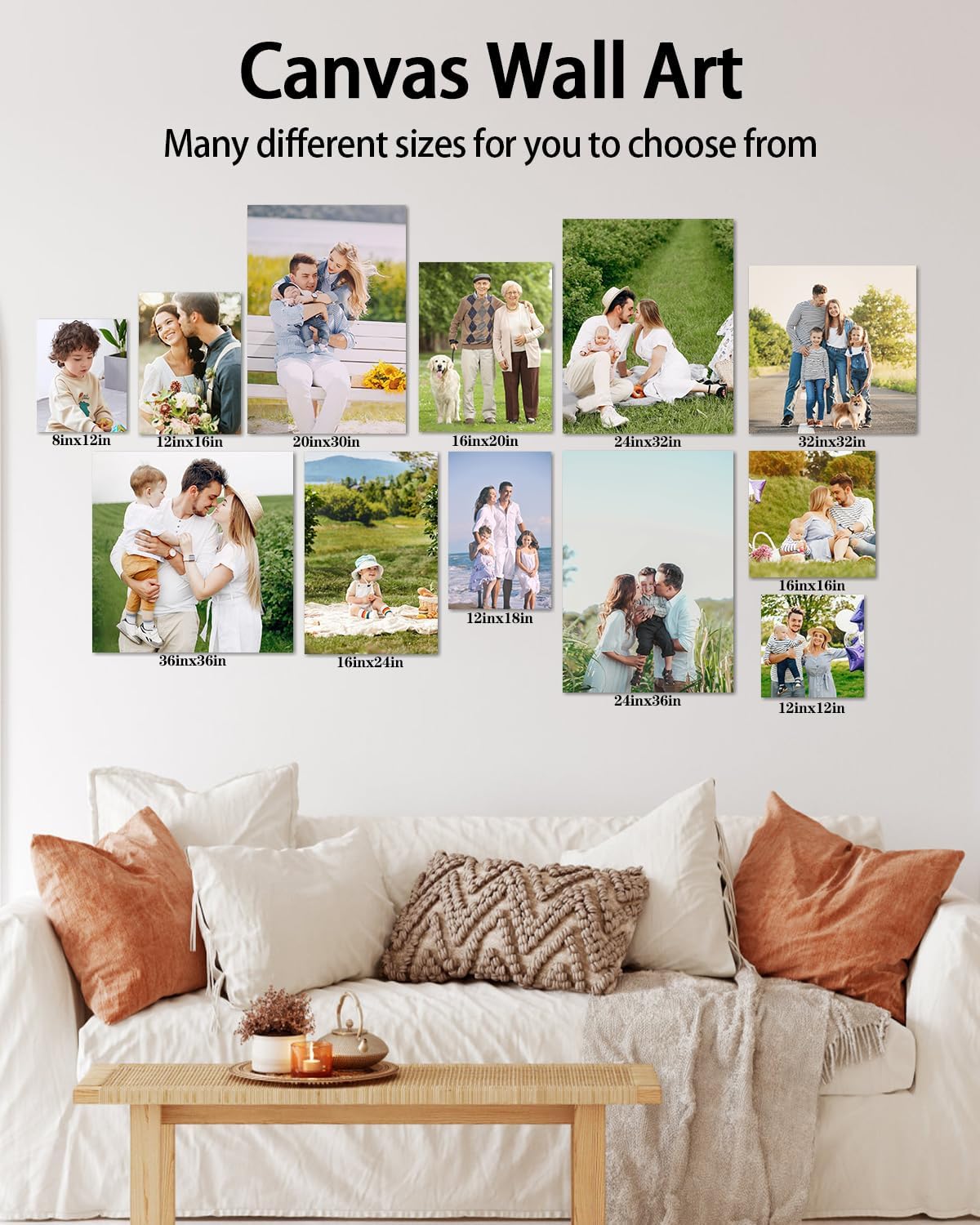 Personalized Custom Canvas Wall Art, Custom Canvas Prints with Your Photos for Living Room, Bedroom, Wedding Pet Baby Family Photo Framed Wall Art, Customized Photo Gift for Family，Friend，Lover，Pet (36L" x 36W")