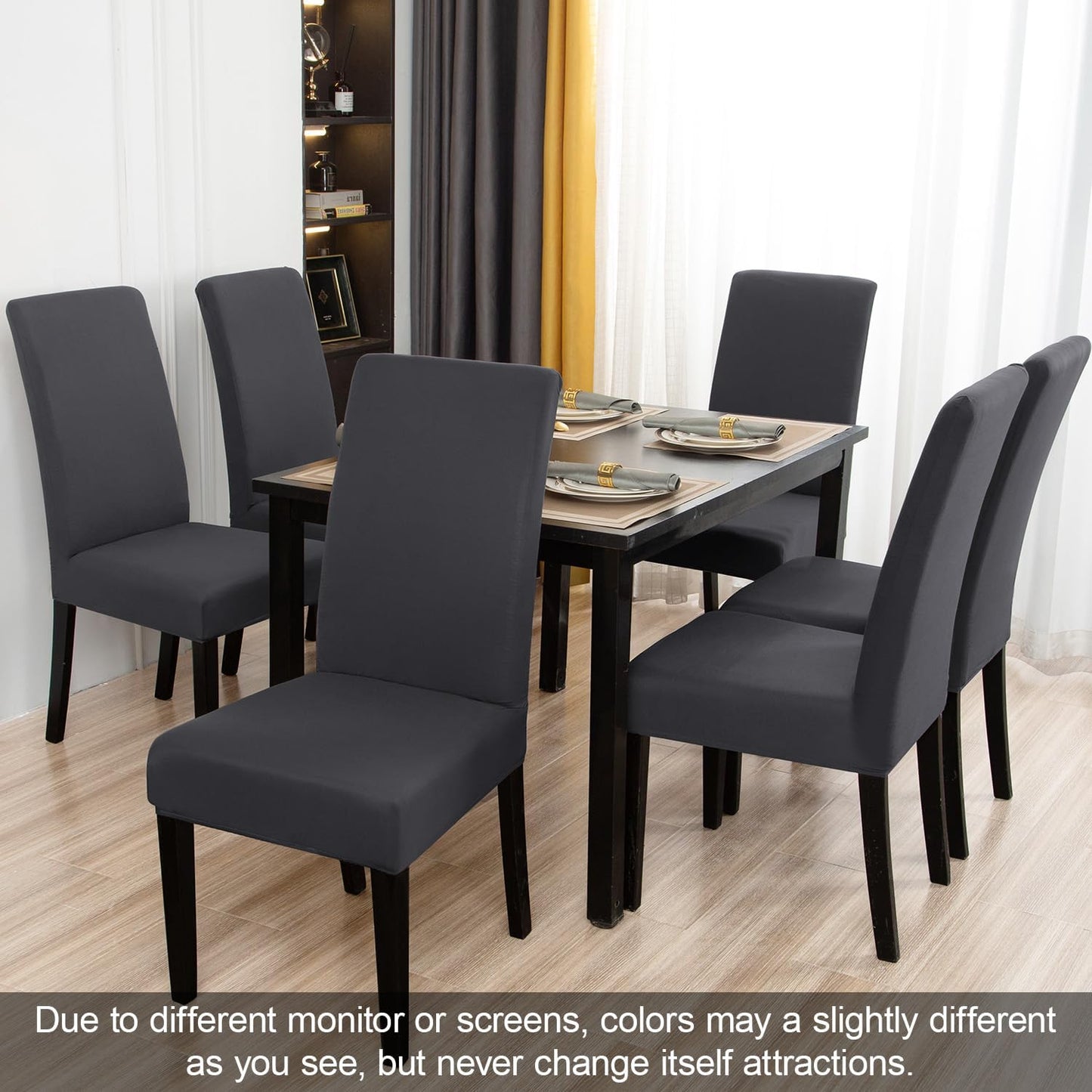 JQinHome Dining Room Chair Covers Set of 12, High Stretch Chair Slipcover Removable Washable Chair Seat Protector Cover for Home Party Hotel Wedding Ceremony (Grey)