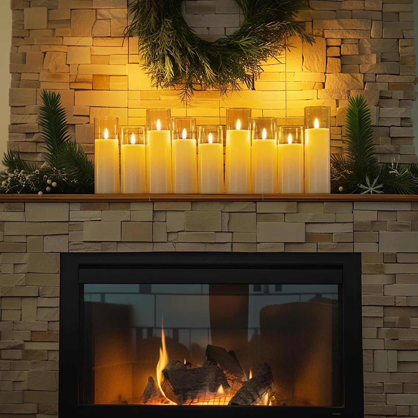 Homemory Ivory Acrylic Flameless LED Candles, Battery Operated with Remote Control and Timer, Electric Fake Candles for Wedding, Home Decor, Set of 9