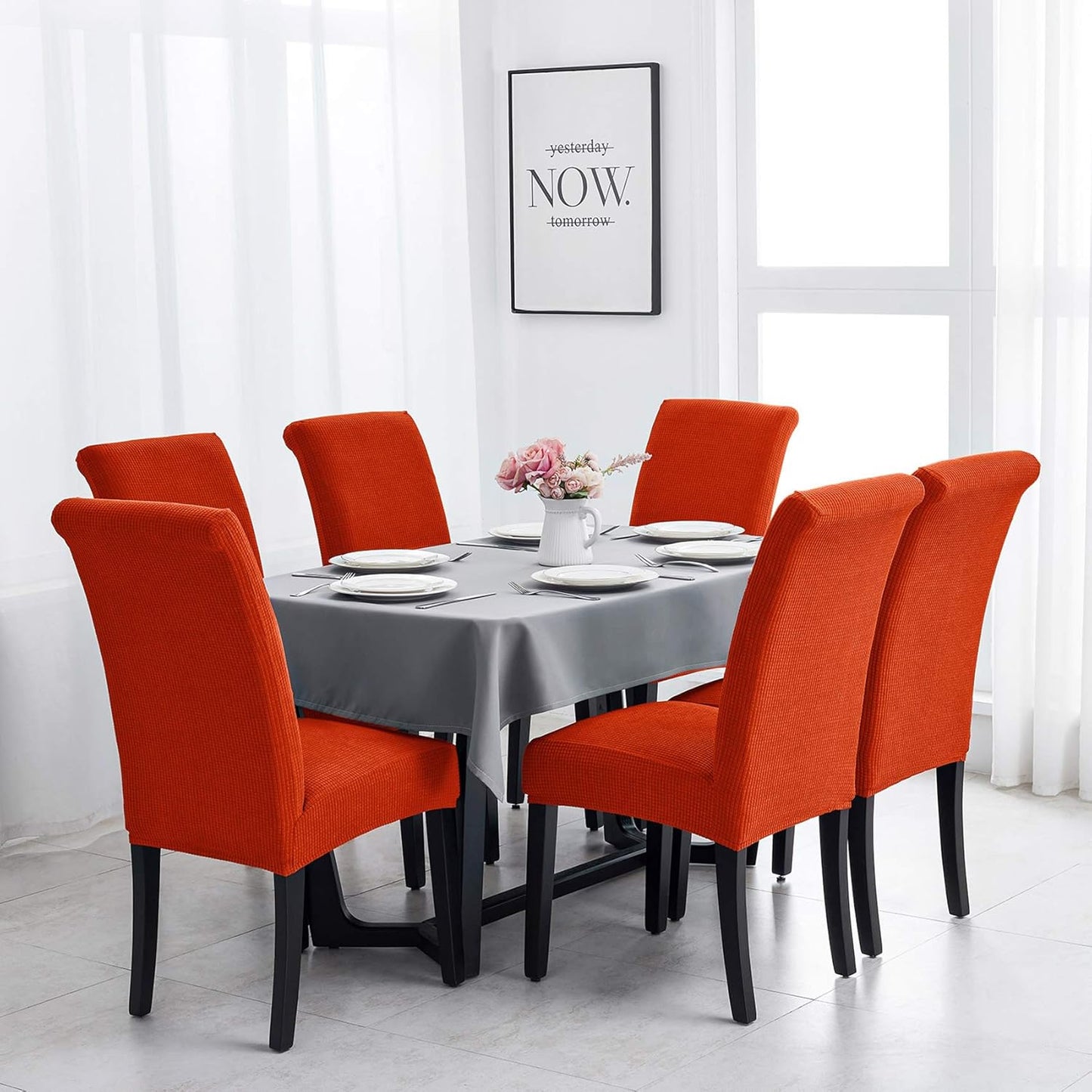 Joccun Chair Covers for Dining Room Set of 2, Dining Chair Slipcovers Stretch Dining Room Chair Covers Seat Protector, Parsons Chair Cover for Home,Hotel,Banquet(Pureed Pumpkin,2 Pack)