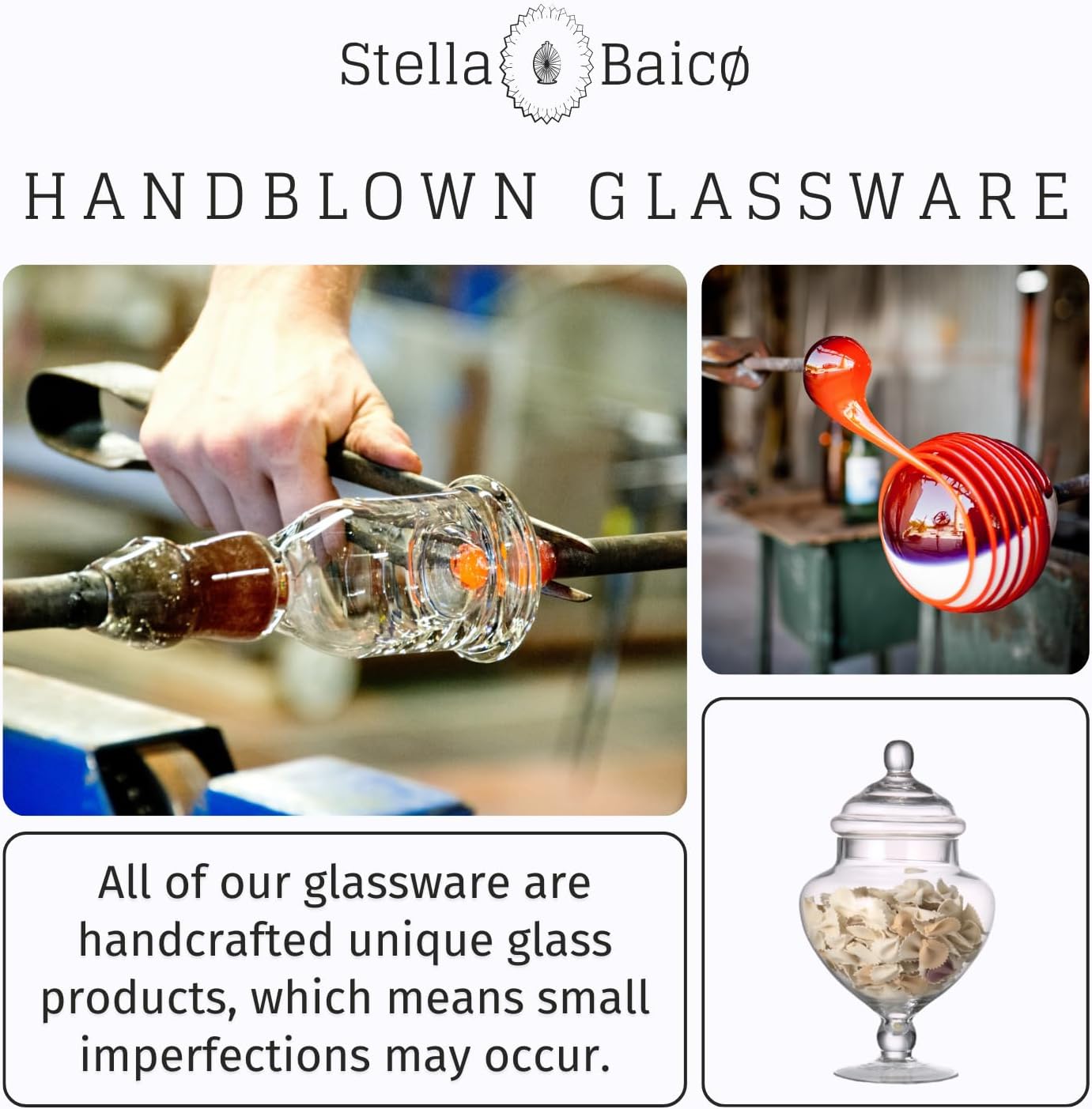 Stella Baic Small Heart-Shaped Glass Apothecary Jars with Lids, Clear, 28 Fl. Oz (9" H x 5" D), Perfect for Candy Buffet, Home Decor, Bathroom Storage, Wedding Party