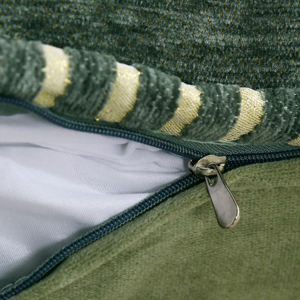 Set of 2 Spring Chenille Vintage Green Throw Pillows Covers 18x18in Sofa Couch Pillows for Living Room Floral Embroidered Cushion Cover for Bed Chairs Car