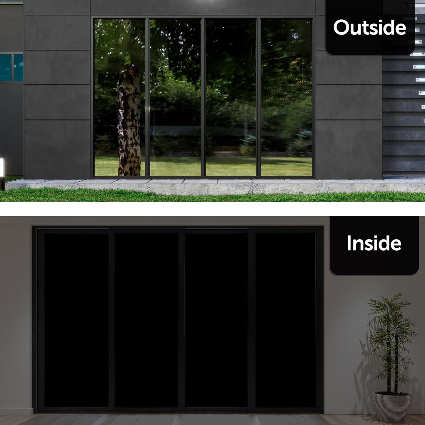 HIDBEA Mirror Blackout Window Film,100% Light Blocking Room Darkening Window Privacy Film,Mirror Glass Window Film Heat Control,Removable Window Cover Tint for Day Sleep(Mirror Black,29.5in x 6.5ft)