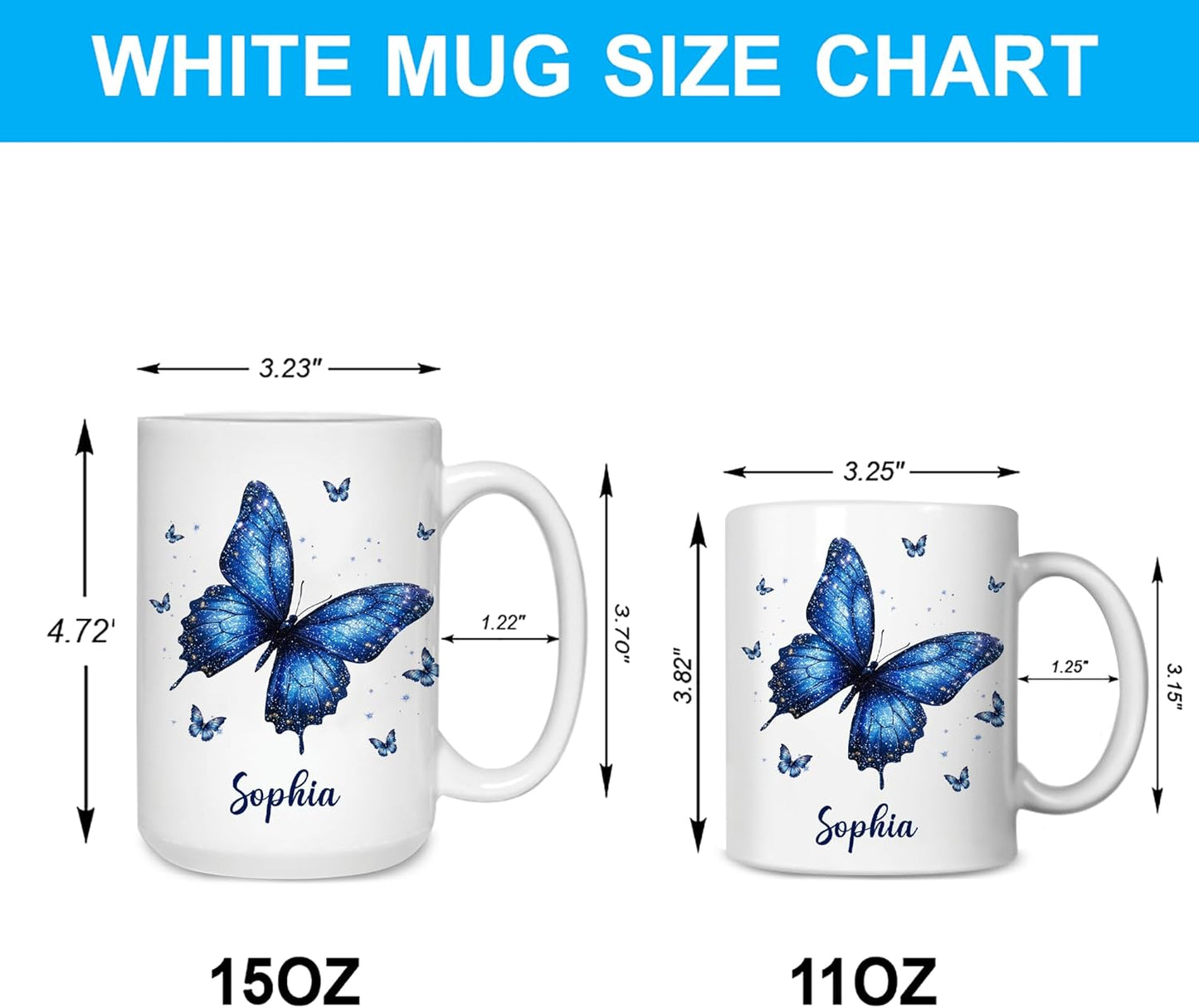 Hyturtle Personalized Inspirational Butterfly Mug - Butterfly Gifts For Women Lovers - Animal Gift For Bird Lover Her - Bird Gifts For Mom on Mother Day - Custom Coffee Cup Ceramic Mug 11 Oz 15 Oz